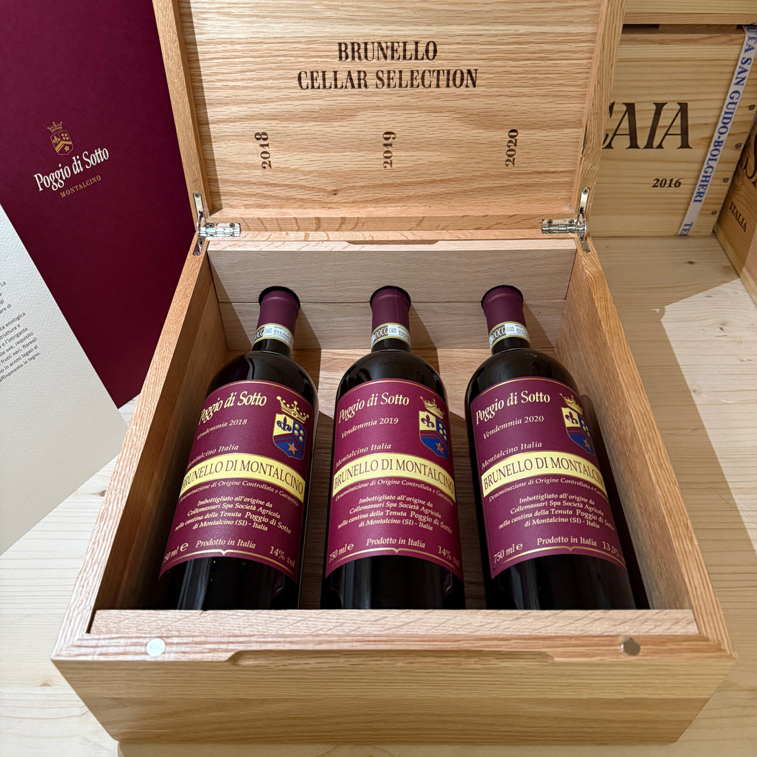 Poggio Di Sotto Brunello Cellar Selection 2018 - 2019 - 2020 - Cassa Legno 3 Bottiglie