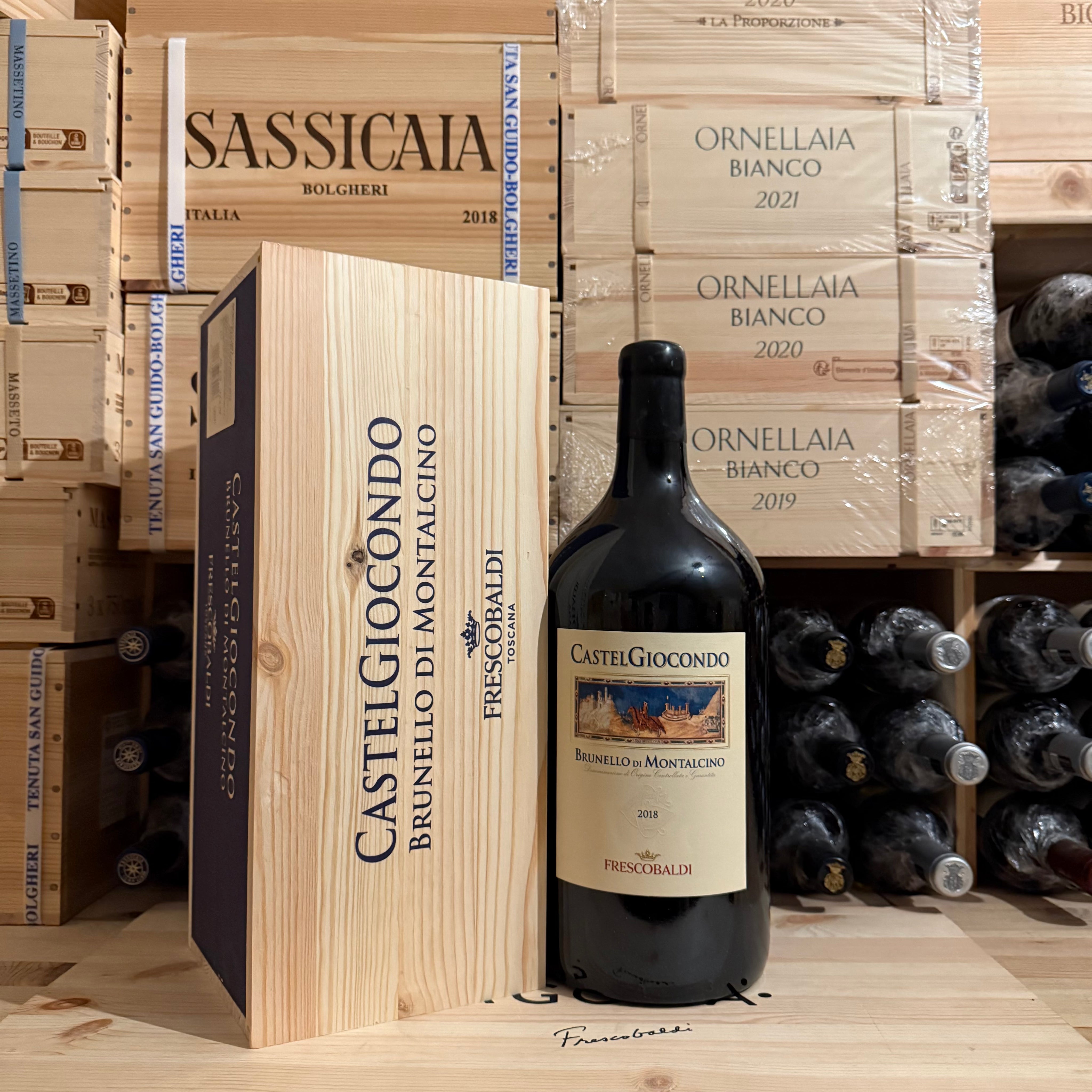 Brunello di Montalcino Castelgiocondo 2018 Jeroboam Marchesi Frescobaldi in Cassa Legno