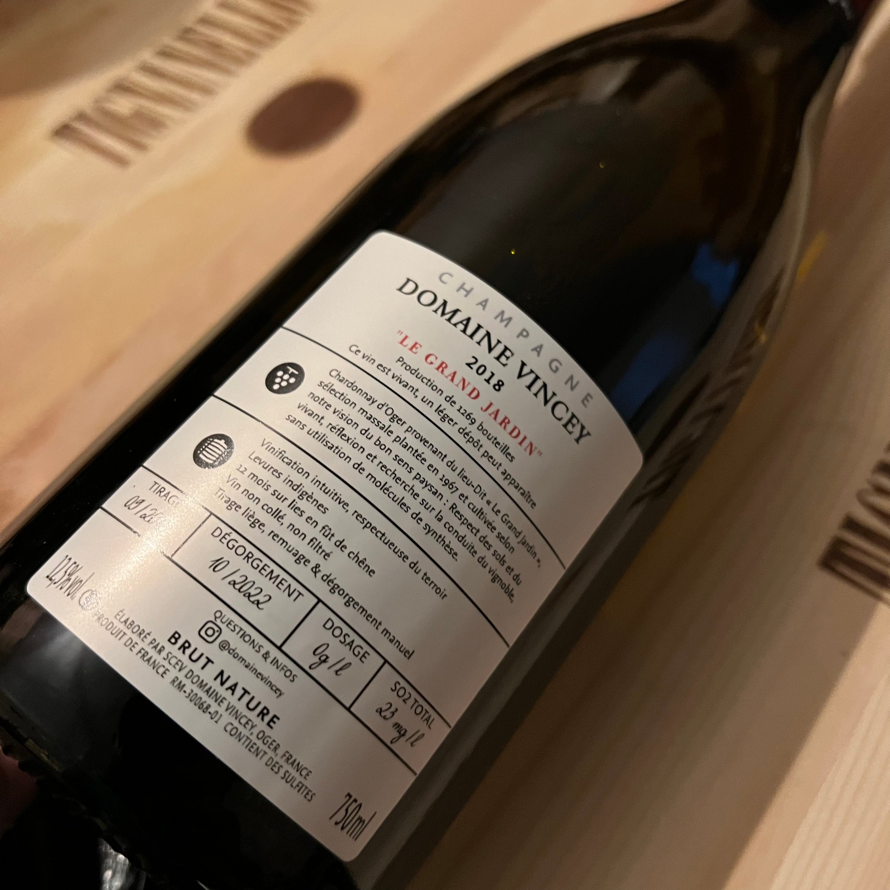 Champagne Le Grand Jardin 2018 Lieu-Dit Grand Cru Domaine Vincey