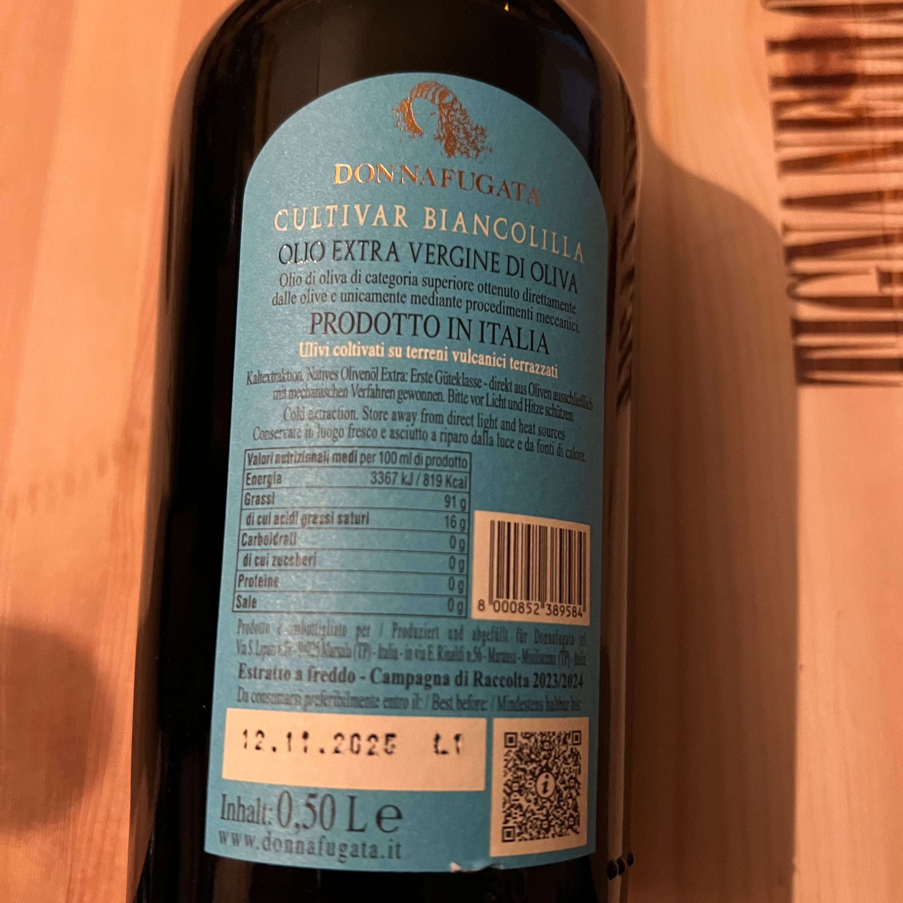 Donnafugata Biancolilla Olio EVO 2023 0,5 l