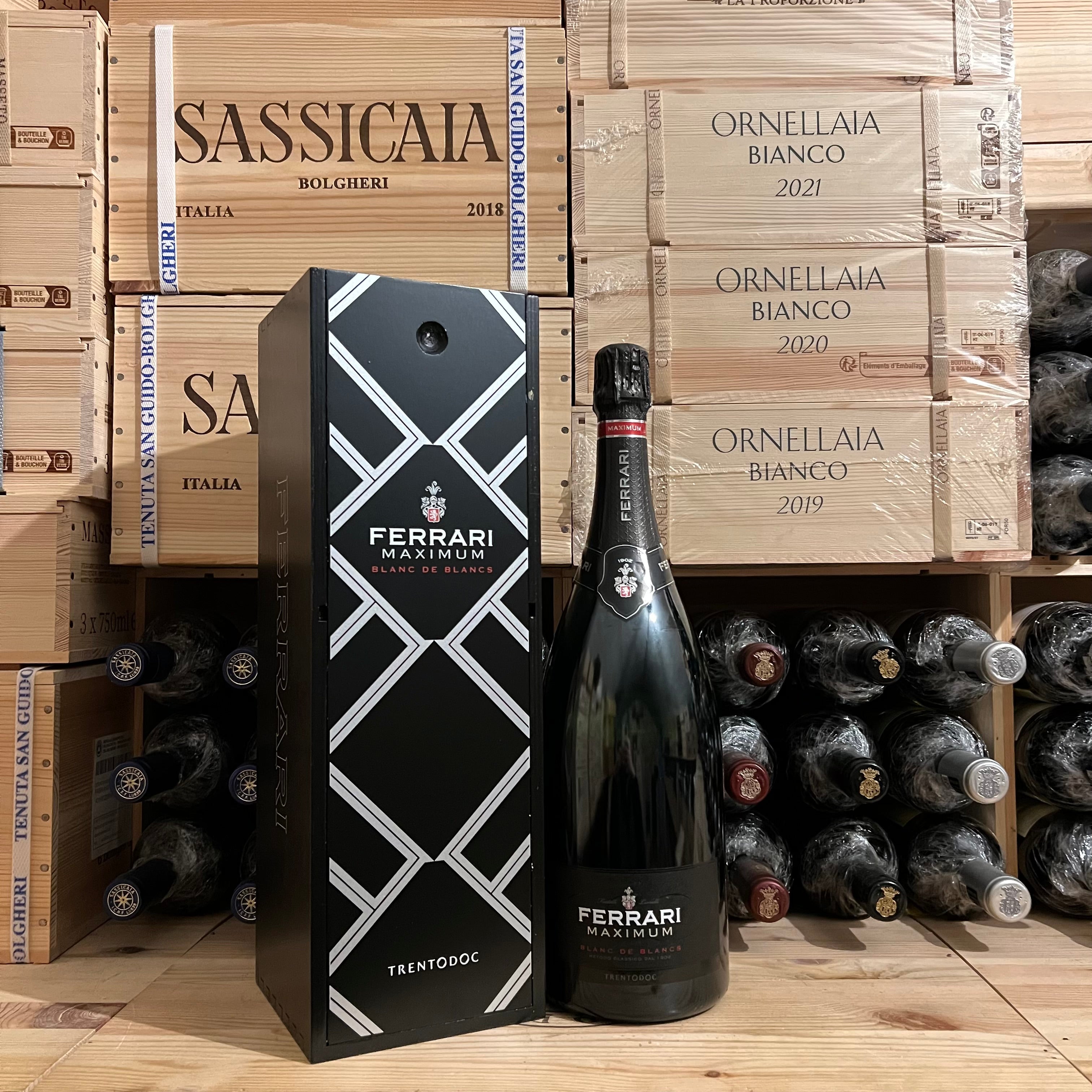 Ferrari Maximum Blanc de Blancs Magnum in Cassa Legno