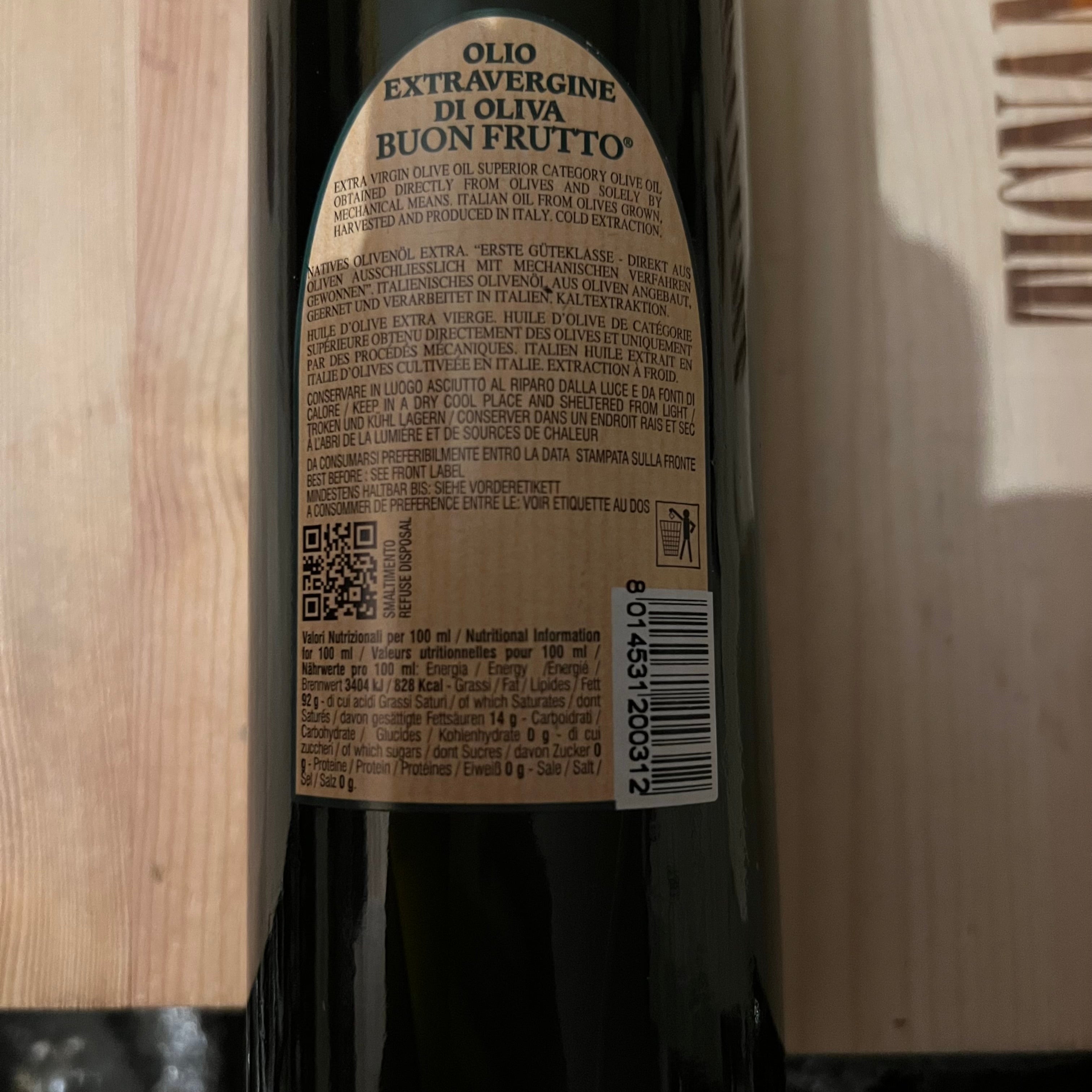 Olio Extravergine di Oliva Buon Frutto Biologico Frantoio Sant'Agata D'Oneglia - 500ml