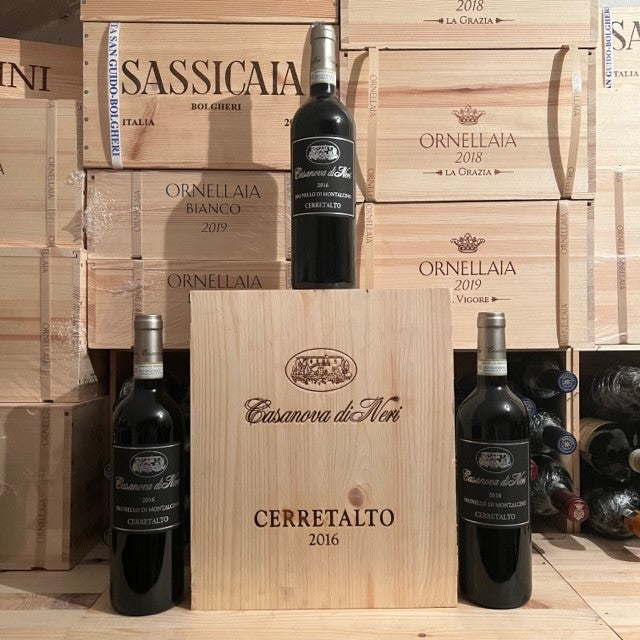 Cerretalto 2016 Brunello di Montalcino Casanova di Neri Cassa Legno 3 Bottiglie