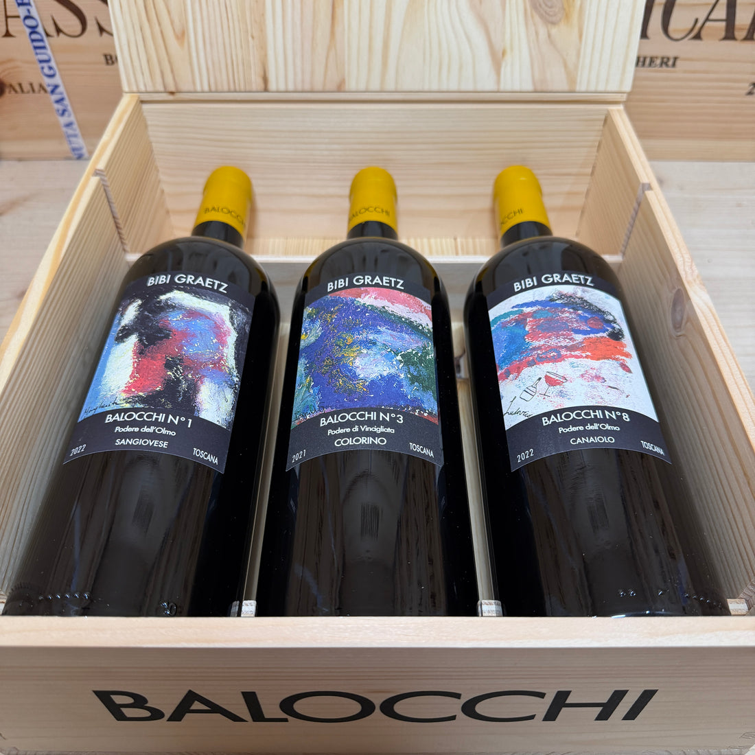 Balocchi di Colore N°1 - N°3 - N°5 - Cassa Legno 3 Bottiglie