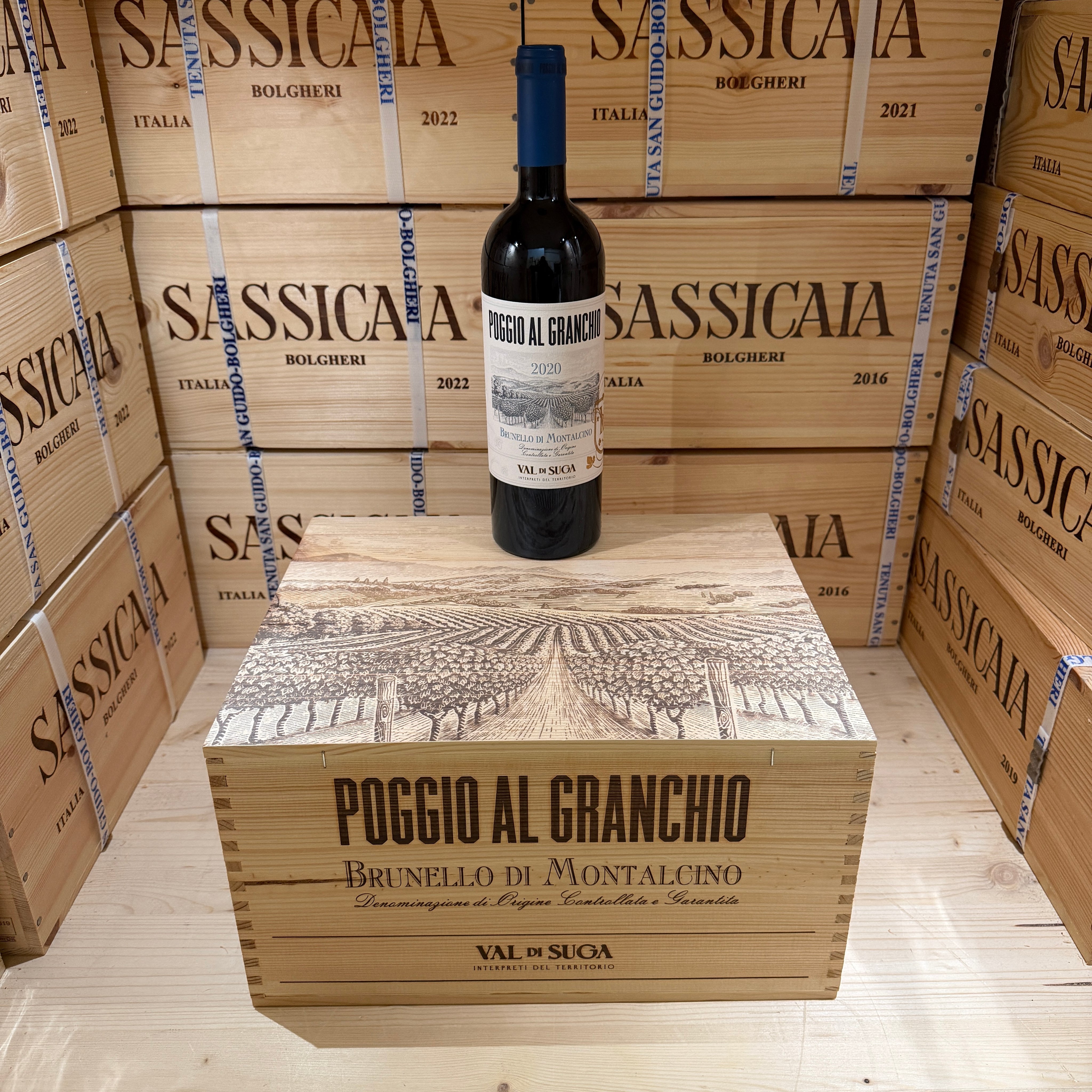 Brunello di Montalcino Poggio al Granchio 2020 Val di Suga - Cassa Legno 6 Bottiglie