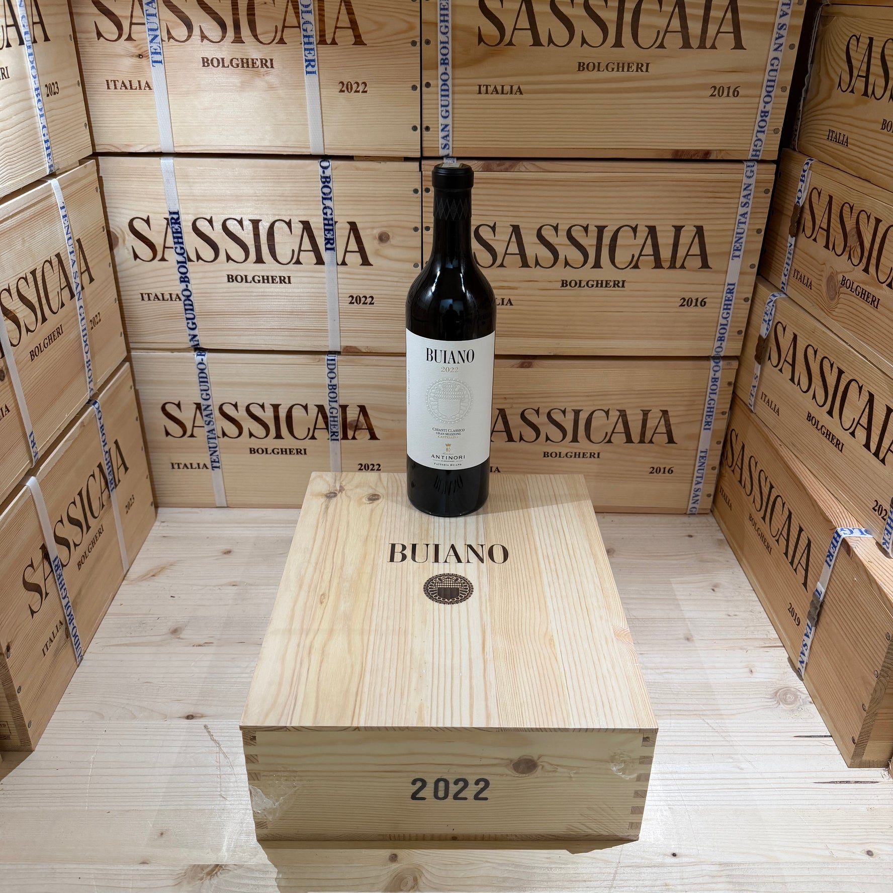 Cassa Legno 3 Bottiglie Buiano 2022 Antinori