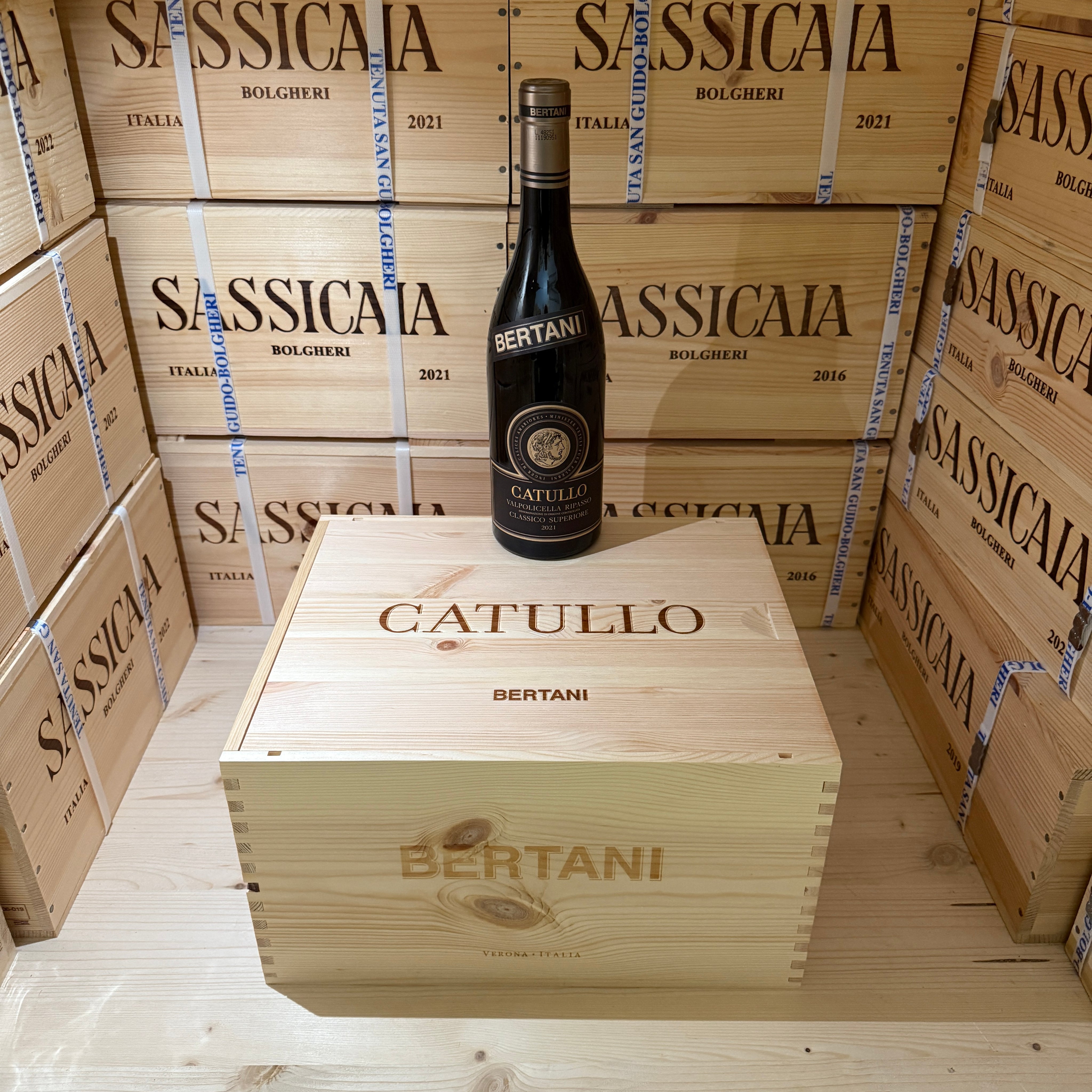 Catullo 2021 Valpolicella Ripasso Classico Superiore DOC Bertani - Cassa Legno 6 Bottiglie