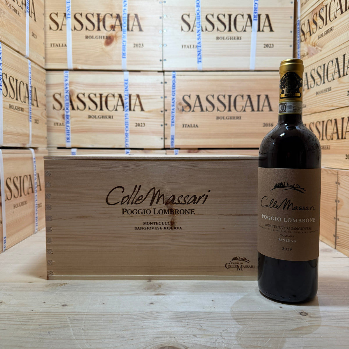 ColleMassari Poggio Lombrone 2019 Montecucco Sangiovese Riserva - Cassa Legno 6 Bottiglie