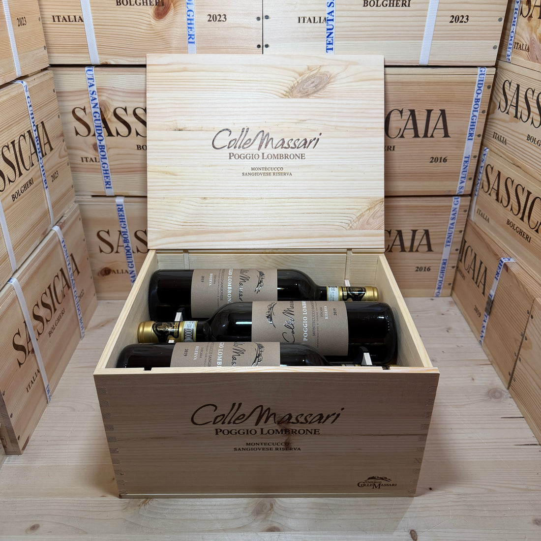 ColleMassari Poggio Lombrone 2019 Montecucco Sangiovese Riserva - Cassa Legno 6 Bottiglie