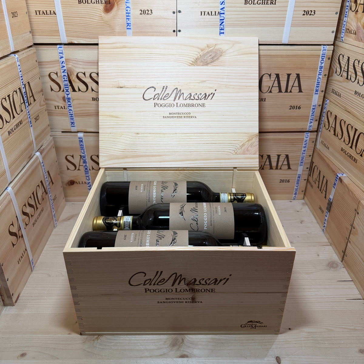 ColleMassari Poggio Lombrone 2019 Montecucco Sangiovese Riserva - Cassa Legno 6 Bottiglie