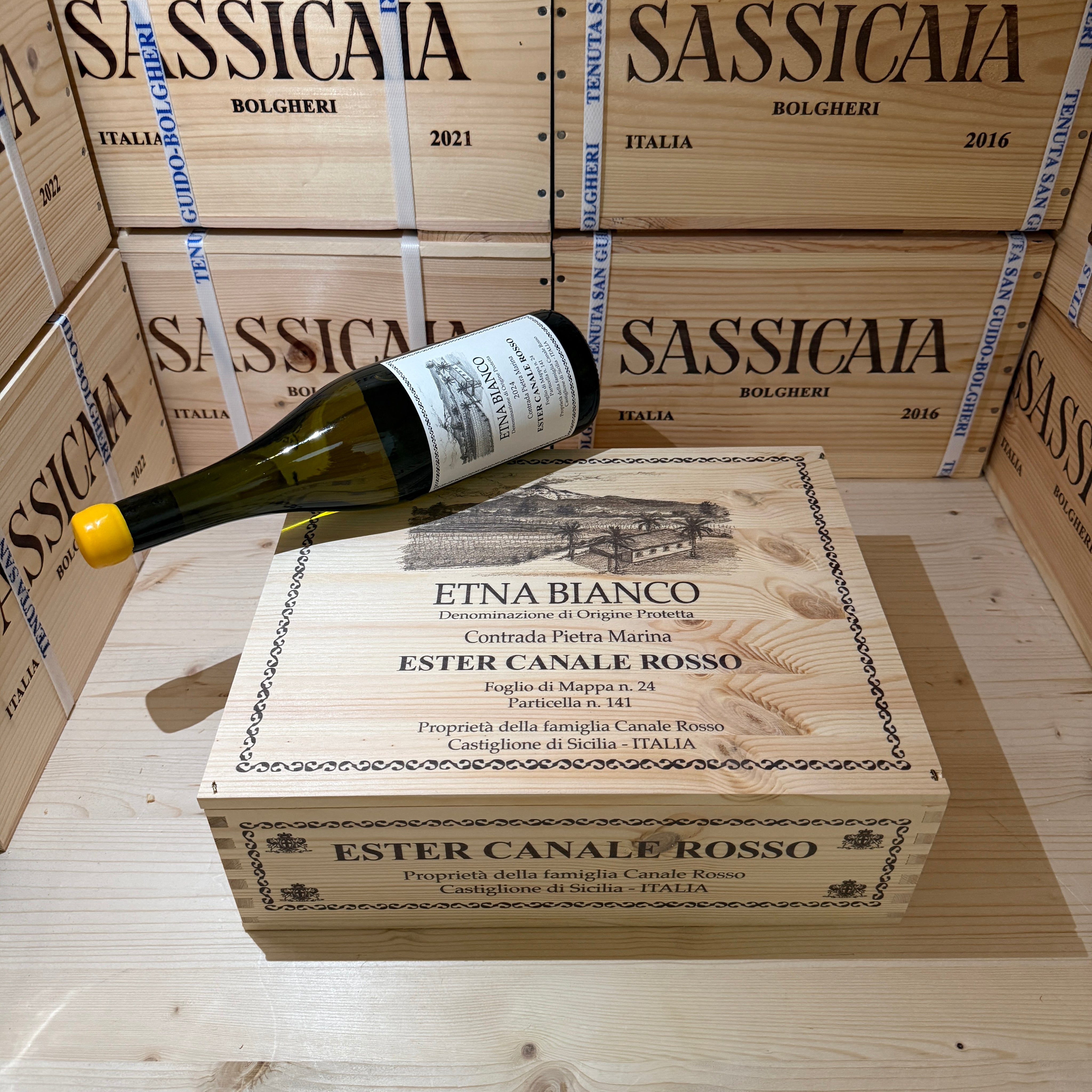 Etna Bianco DOP Contrada Pietra Marina 2024 Ester Canale Rosso - Cassa Legno 3 Bottiglie