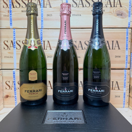 Ferrari Orizzontale 2005 - Perlè - Perlè Rosè - Perlè Nero Riserva Sboccatura Recente - Cassa Legno 3 Bottiglie