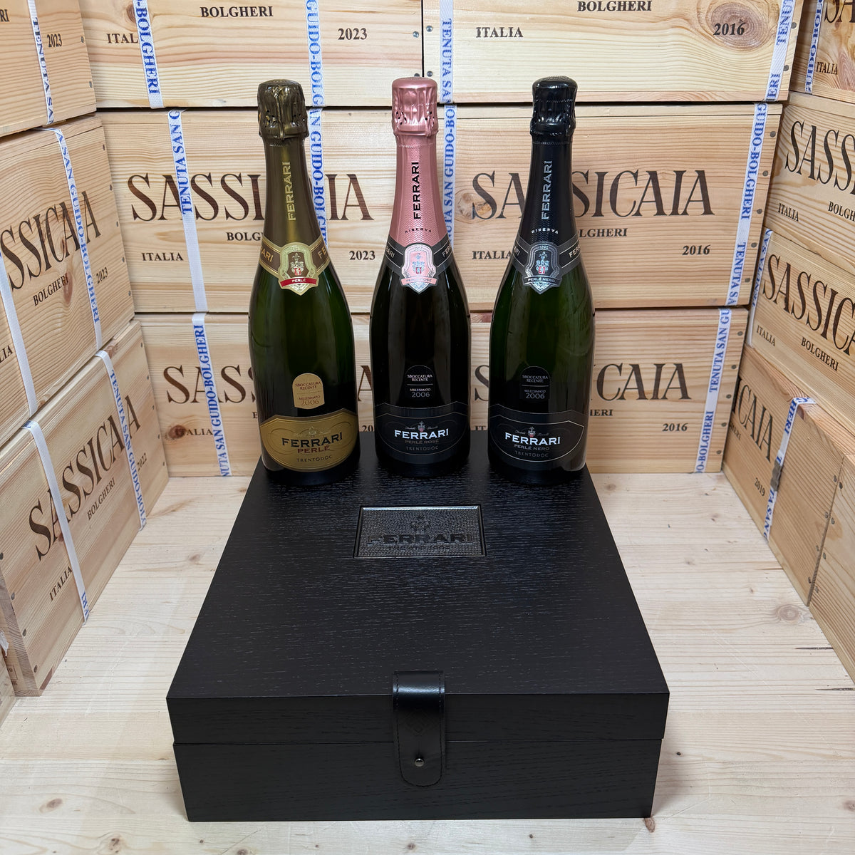 Ferrari Orizzontale 2006 - Perlè - Perlè Rosè - Perlè Nero Riserva Sboccatura Recente - Cassa Legno 3 Bottiglie