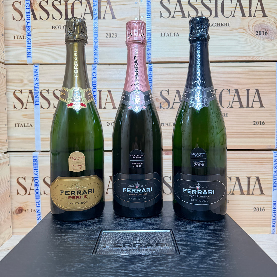 Ferrari Orizzontale 2006 - Perlè - Perlè Rosè - Perlè Nero Riserva Sboccatura Recente - Cassa Legno 3 Bottiglie