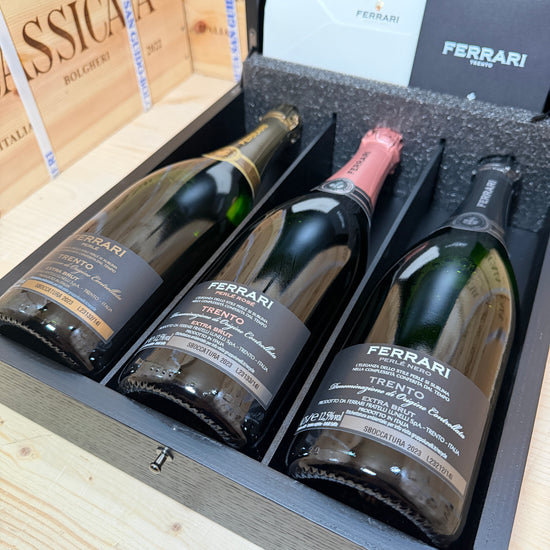 Ferrari Orizzontale 2008 - Perlè - Perlè Rosè - Perlè Nero Riserva Sboccatura Recente - Cassa Legno 3 Bottiglie