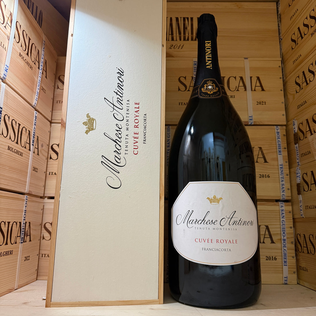 Franciacorta Cuvee Royale Mathusalem Tenuta Montenisa Marchesi Antinori - in Cassa Legno