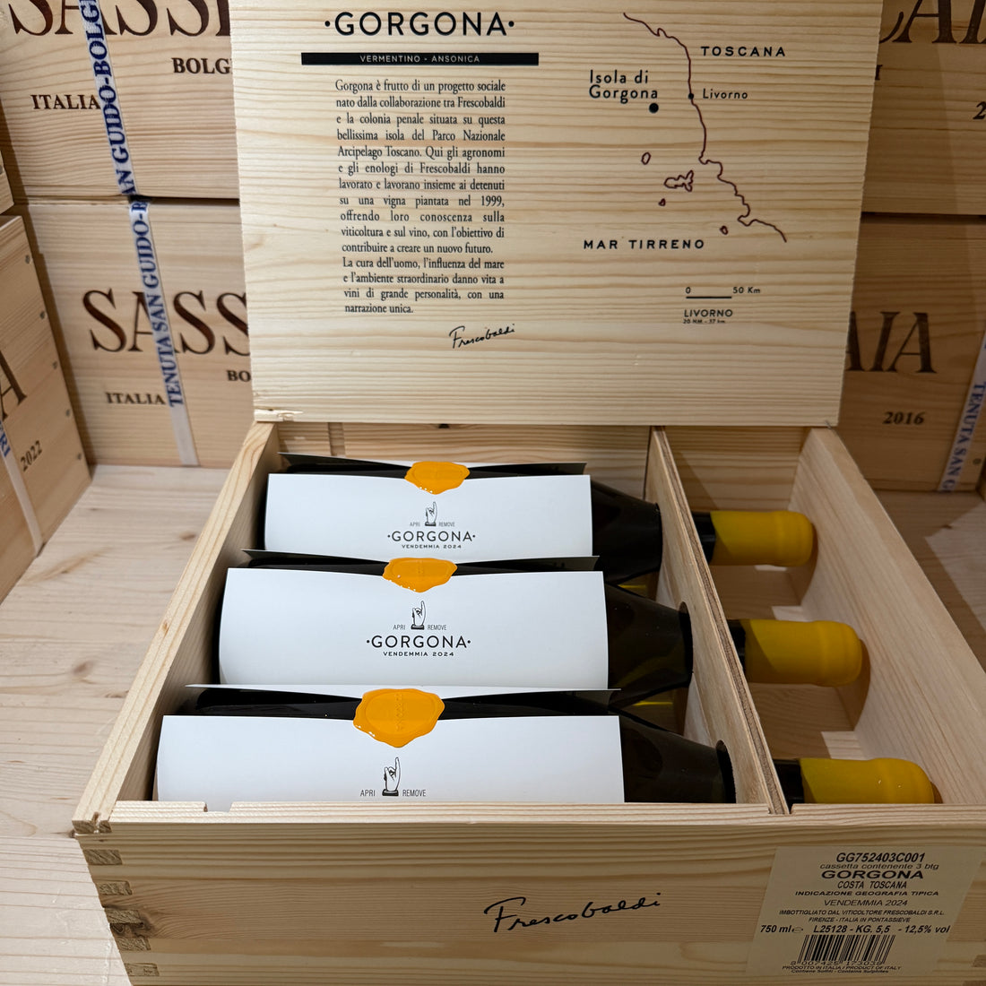 Gorgona Bianco 2024 Costa Toscana IGT Marchesi Frescobaldi - Cassa Legno 3 Bottiglie