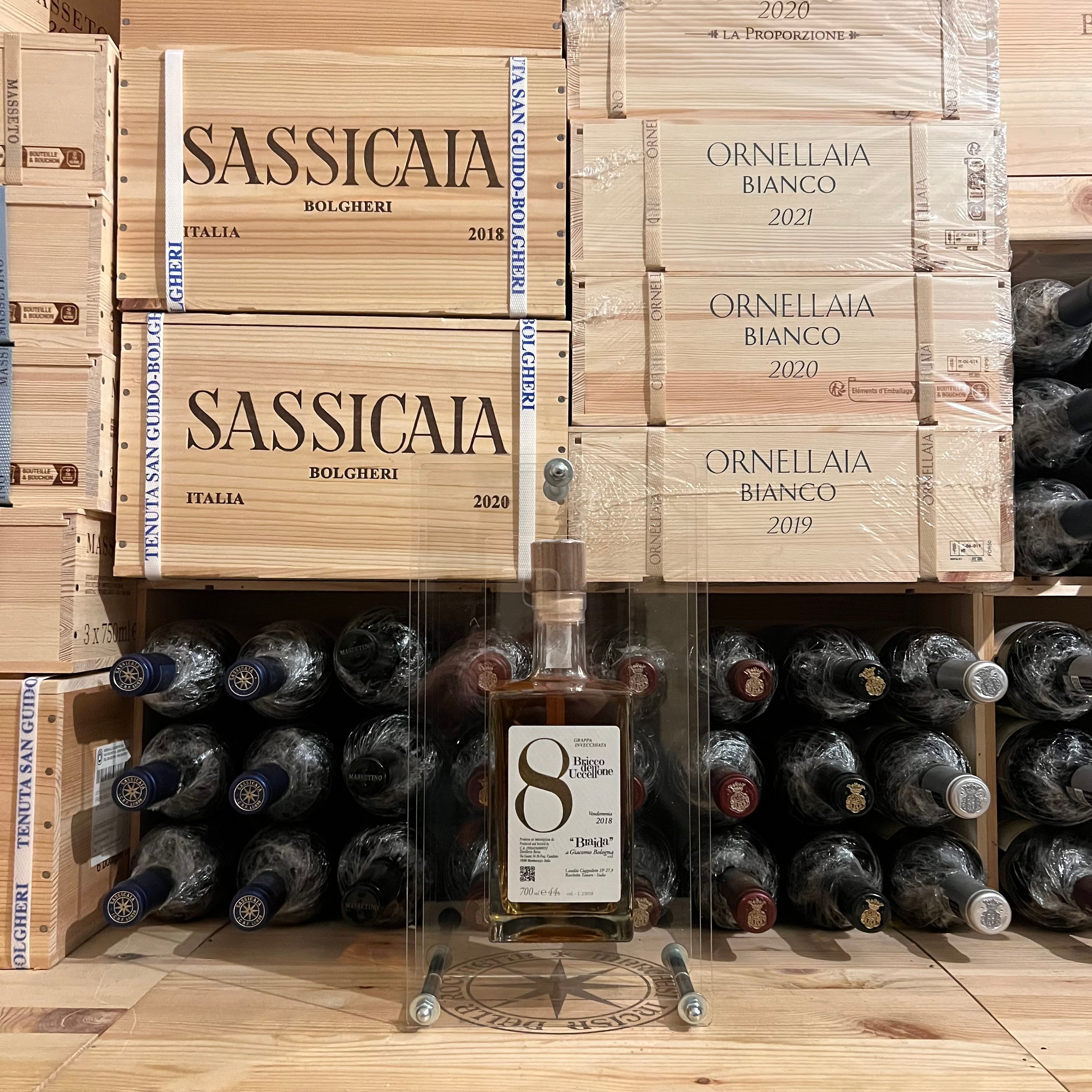 Grappa di Bricco dell'Uccellone 0,70 l 44% Vol. Braida in Plexiglass