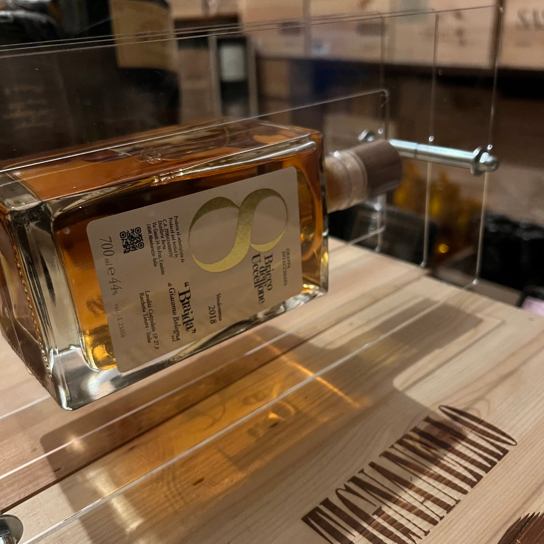 Grappa di Bricco dell'Uccellone 0,70 l 44% Vol. Braida in Plexiglass