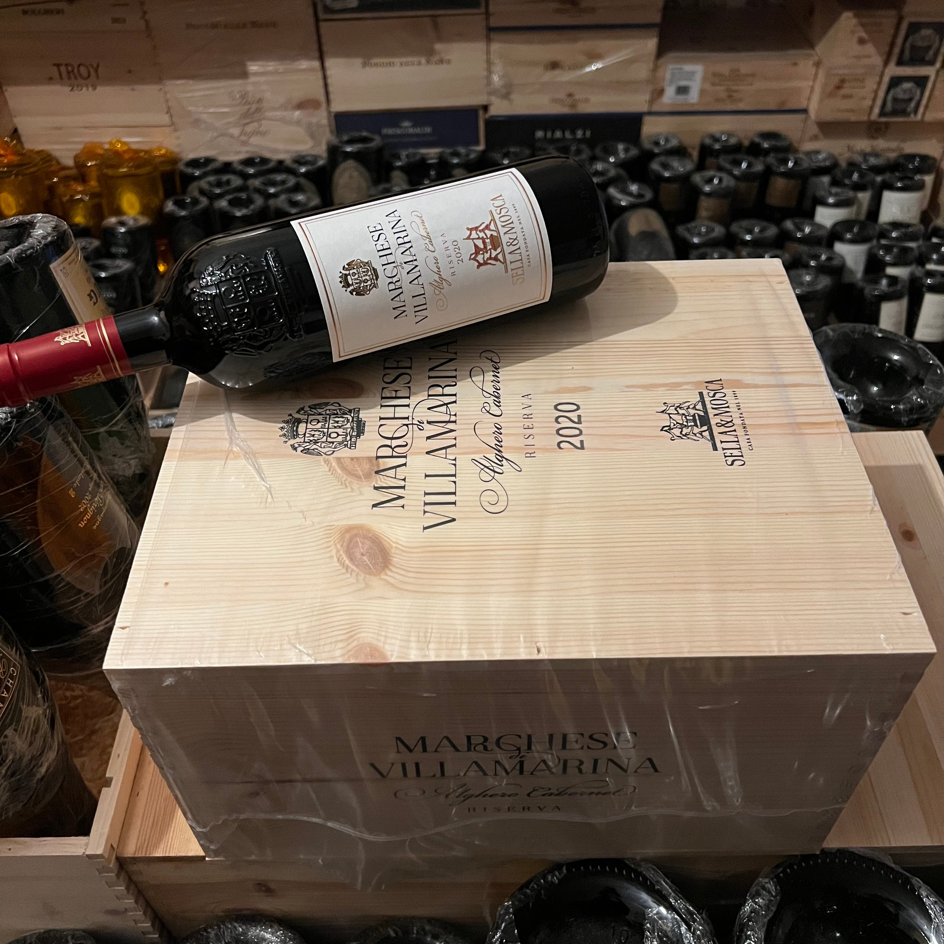 Marchese di Villamarina 2020 Alghero Cabernet Riserva Sella & Mosca - Cassa Legno 6 Bottiglie