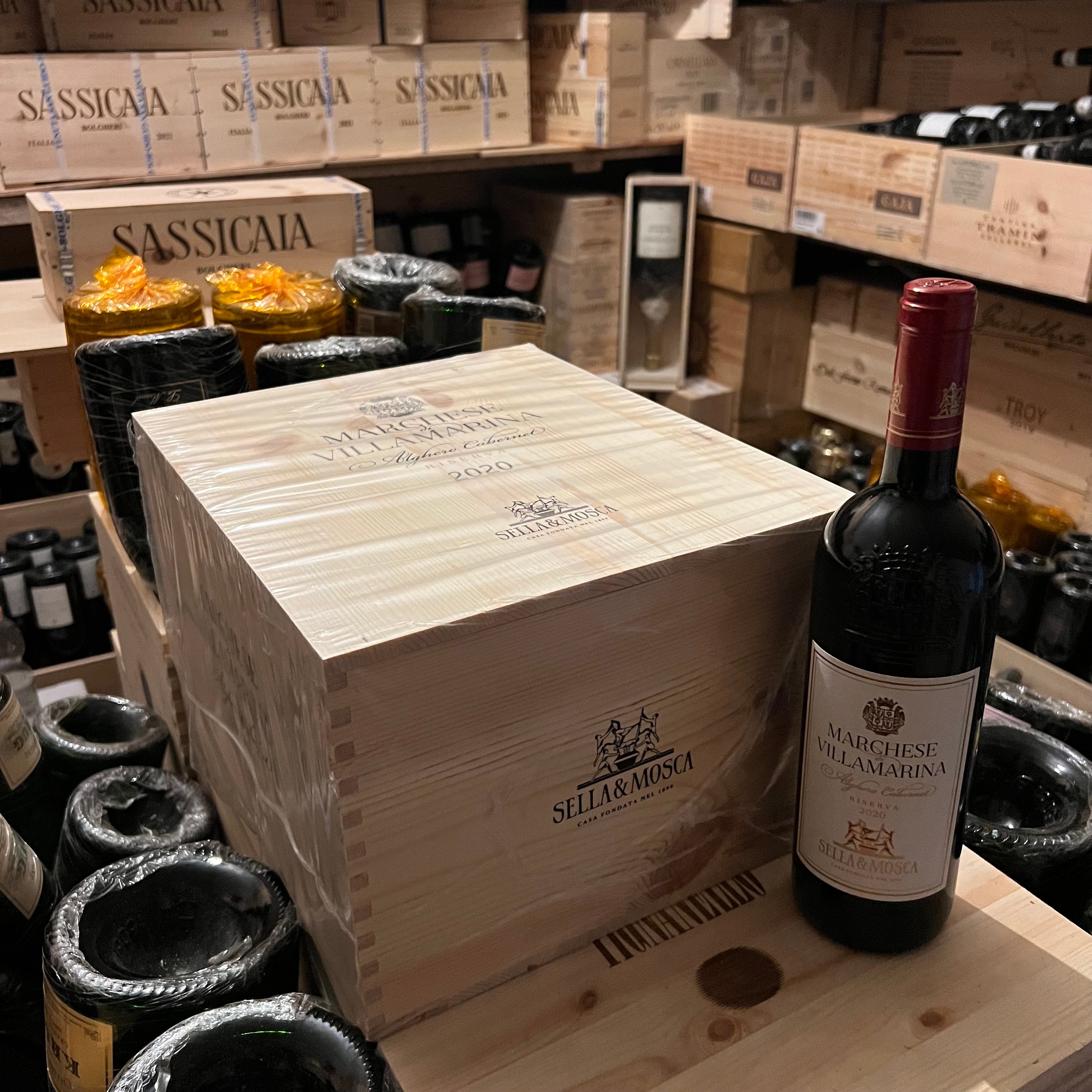 Marchese di Villamarina 2020 Alghero Cabernet Riserva Sella & Mosca - Cassa Legno 6 Bottiglie