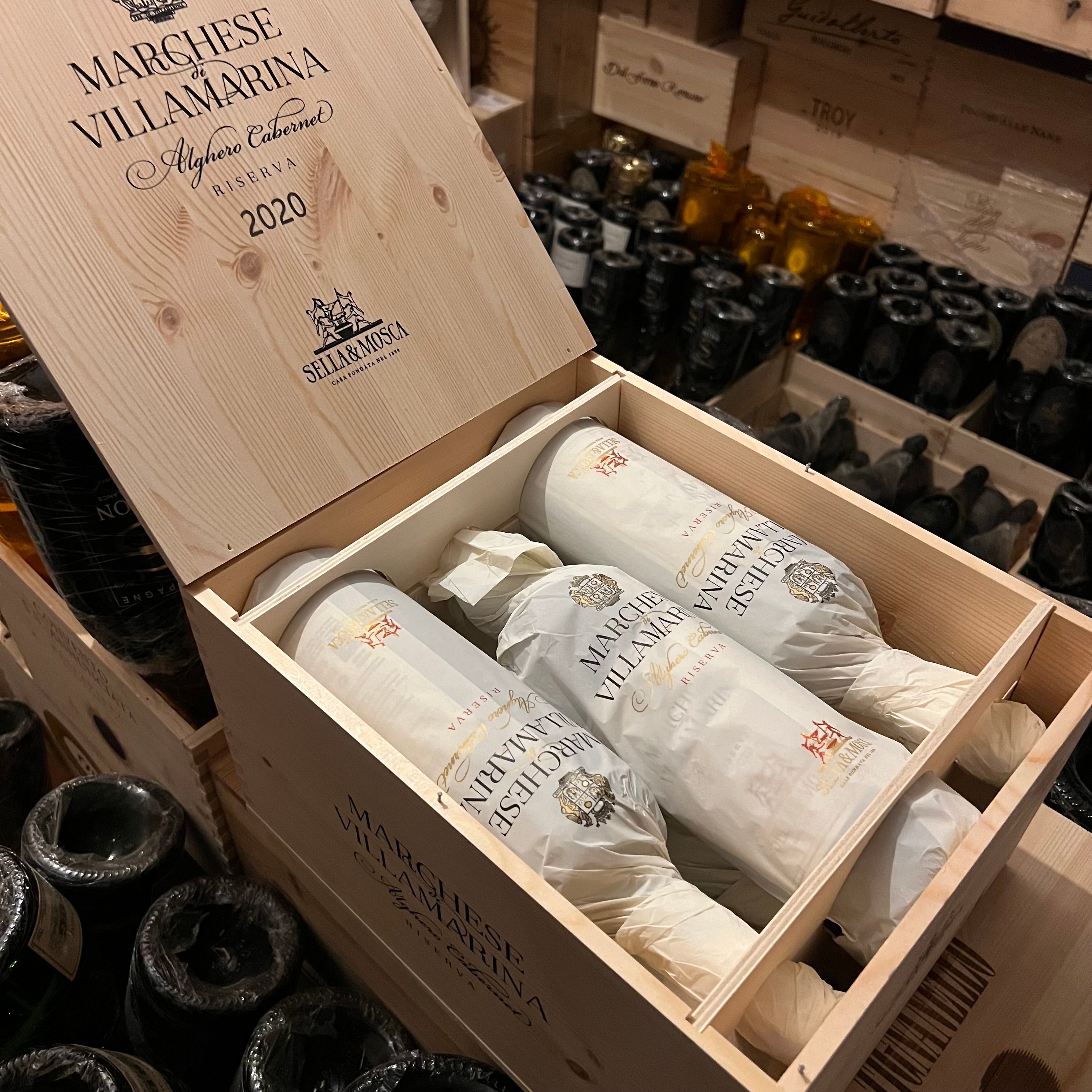 Marchese di Villamarina 2020 Alghero Cabernet Riserva Sella & Mosca - Cassa Legno 6 Bottiglie