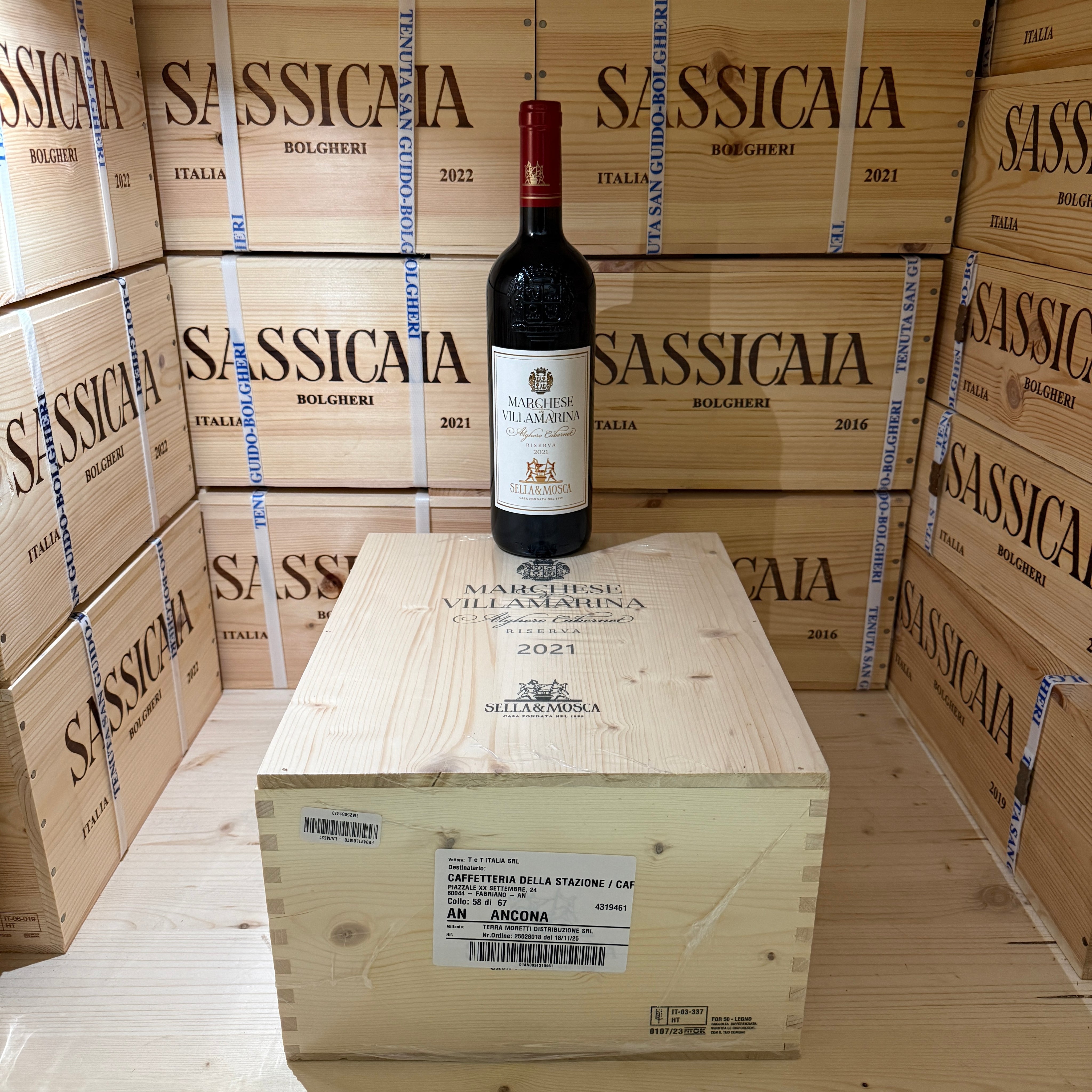 Marchese di Villamarina 2021 Alghero Cabernet Riserva Sella & Mosca - Cassa Legno 6 Bottiglie