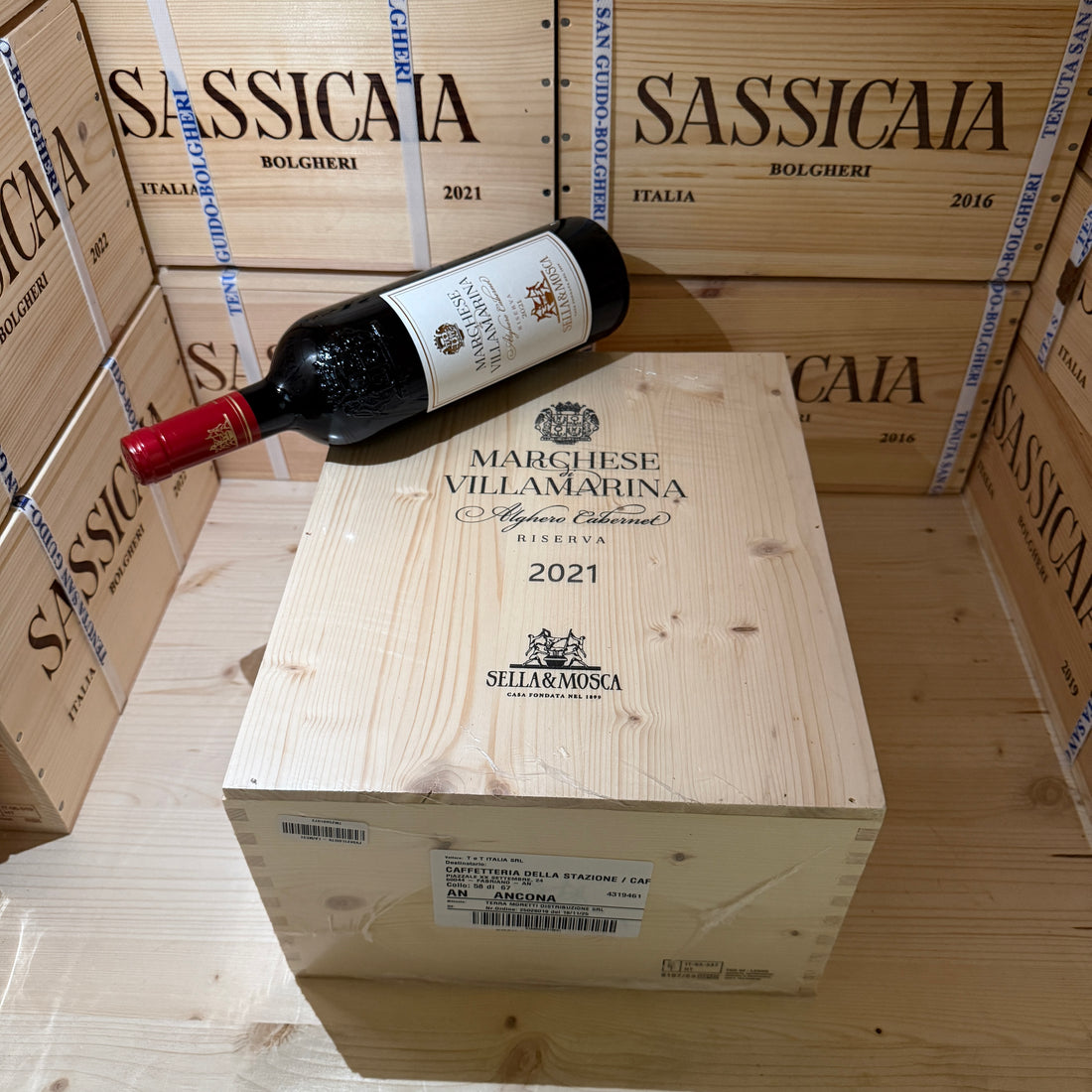Marchese di Villamarina 2021 Alghero Cabernet Riserva Sella & Mosca - Cassa Legno 6 Bottiglie