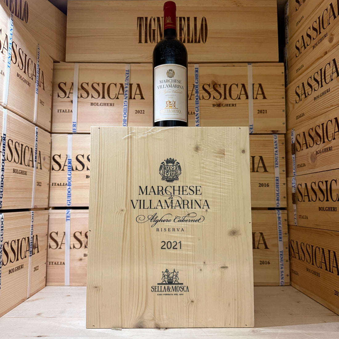 Marchese di Villamarina 2021 Alghero Cabernet Riserva Sella & Mosca - Cassa Legno 6 Bottiglie