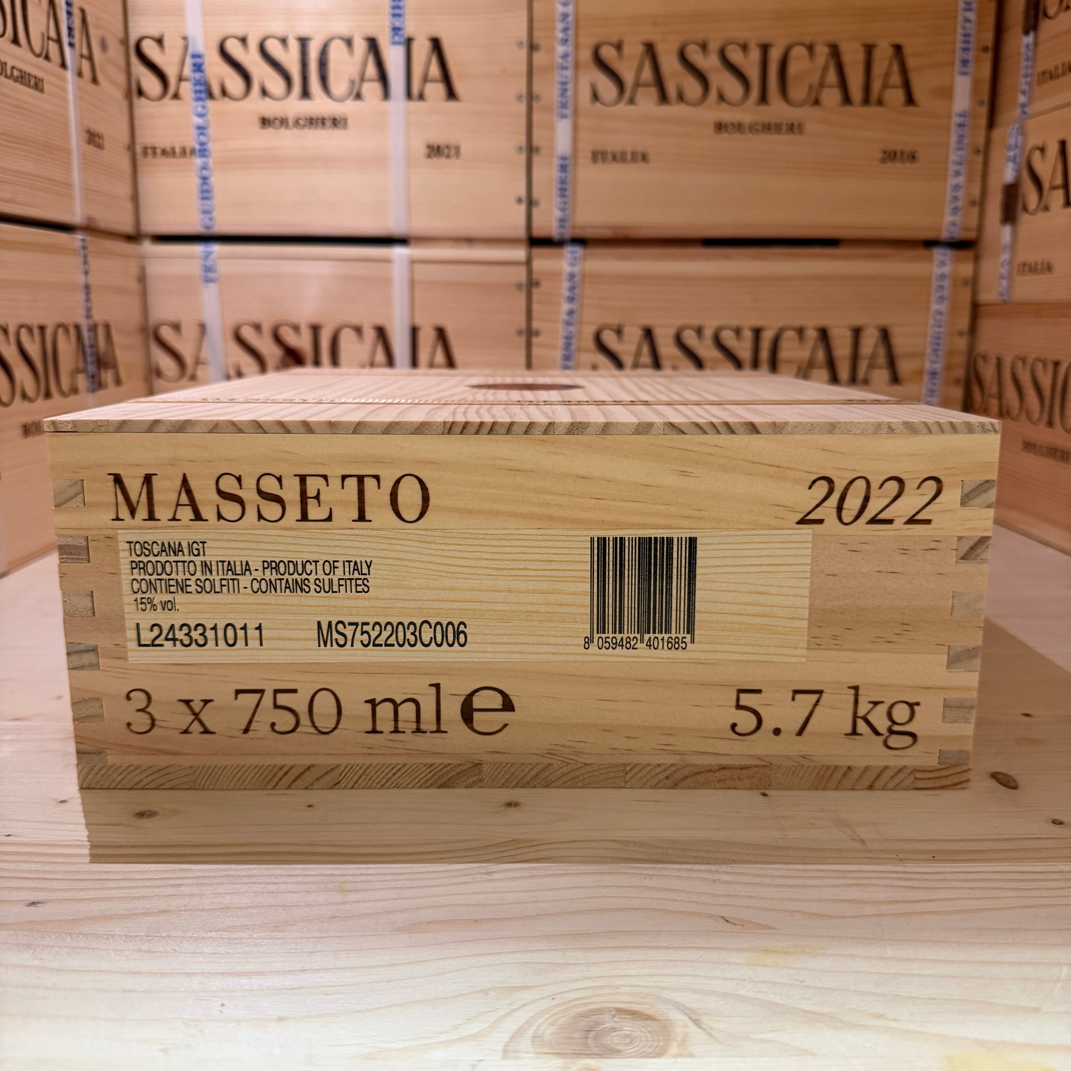 Masseto 2022 Toscana IGT Tenuta Masseto - Cassa Legno 3 Bottiglie