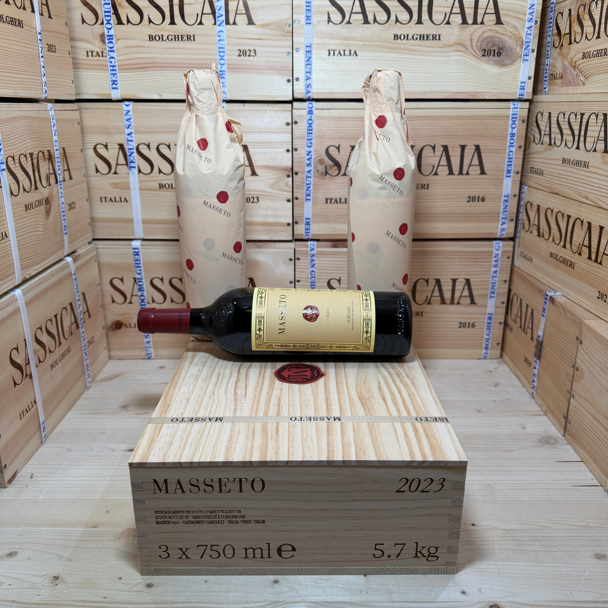Masseto 2023 Toscana IGT Tenuta Masseto - Cassa Legno 3 Bottiglie