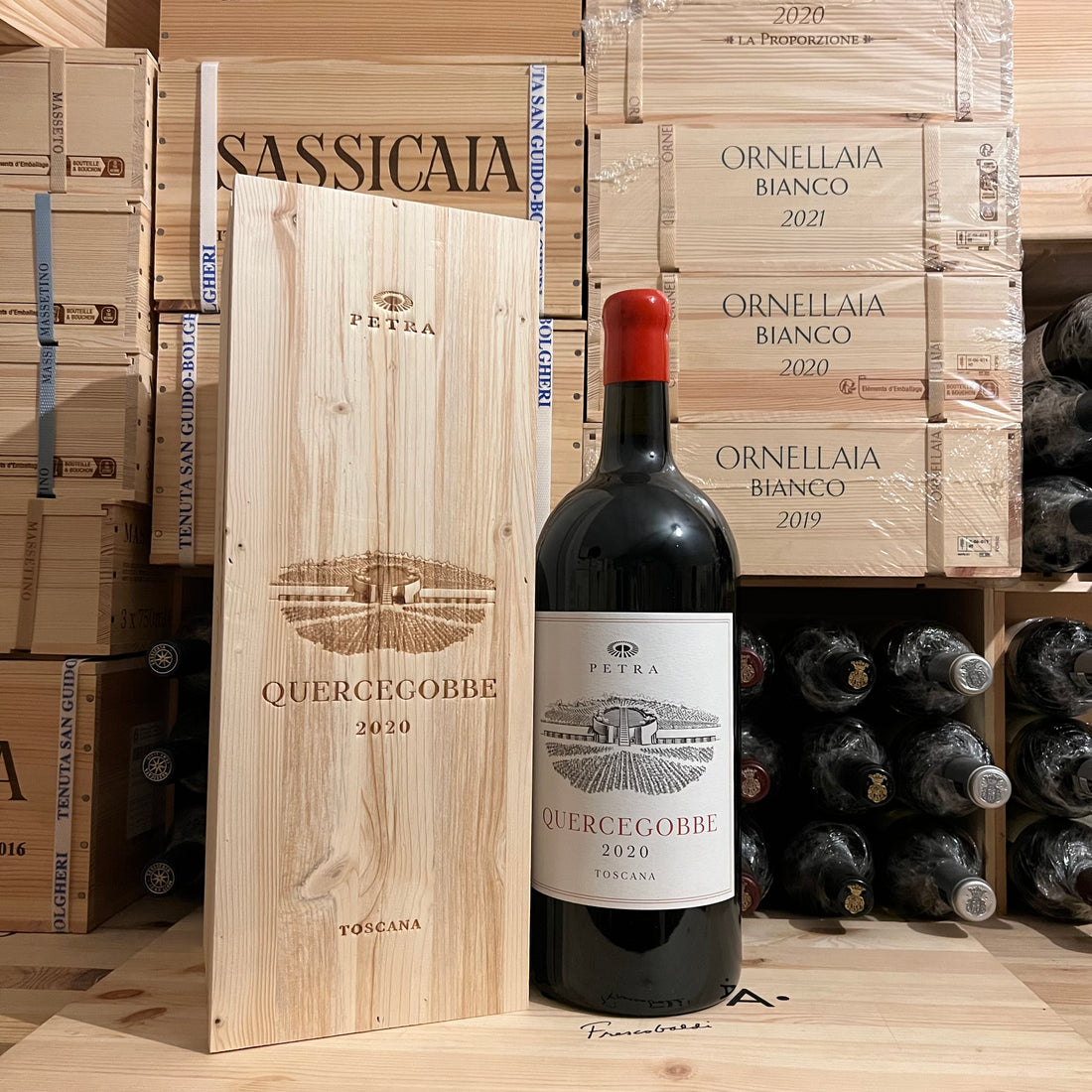 Merlot Quercegobbe Petra 2020 Jeroboam in Cassa Legno