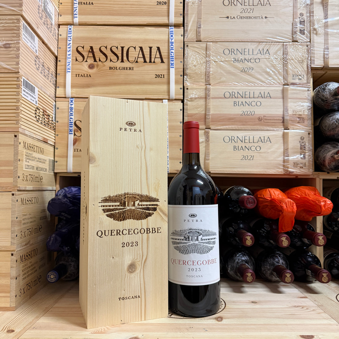 Merlot Quercegobbe Petra 2023 Magnum in Cassa Legno