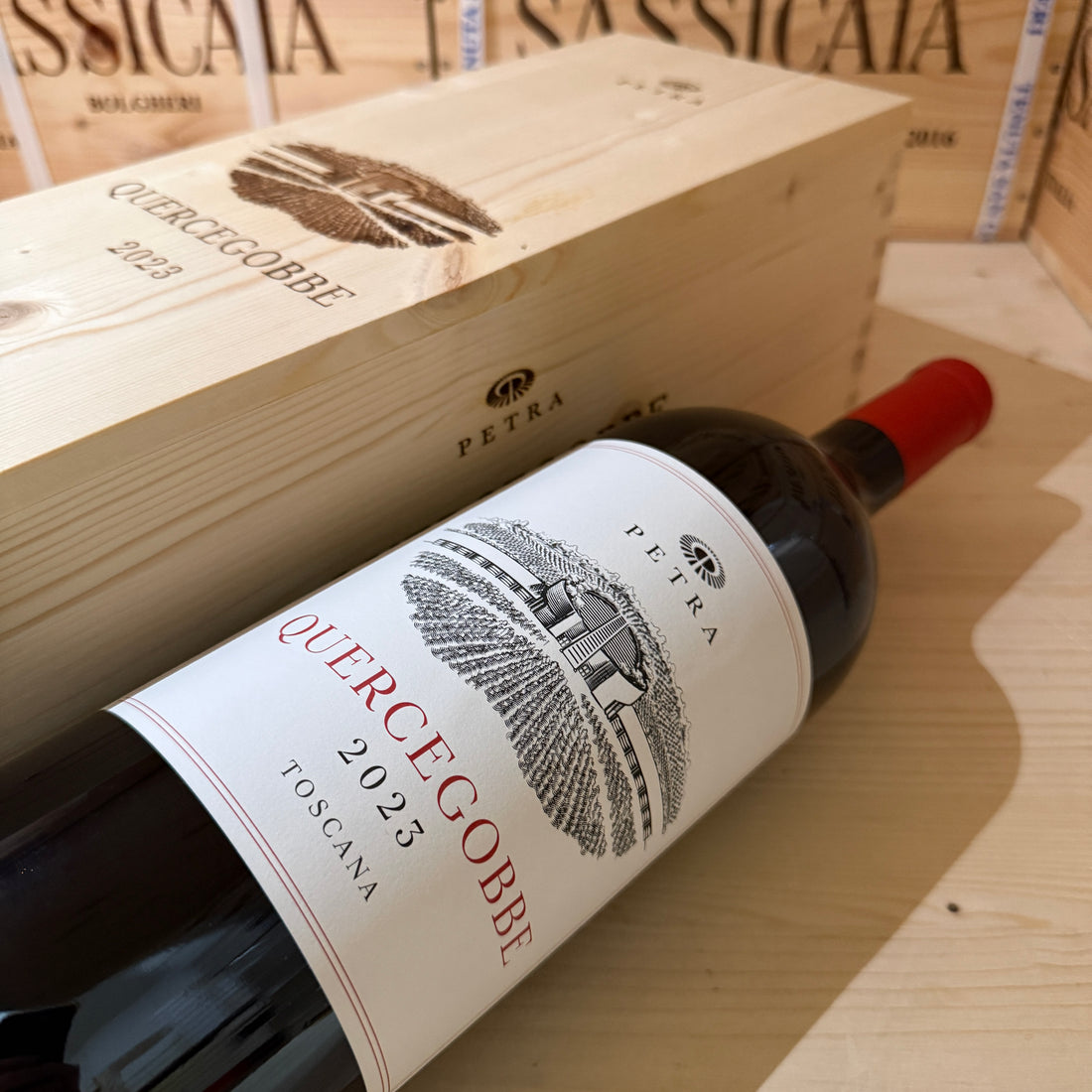 Merlot Quercegobbe Petra 2023 Magnum in Cassa Legno