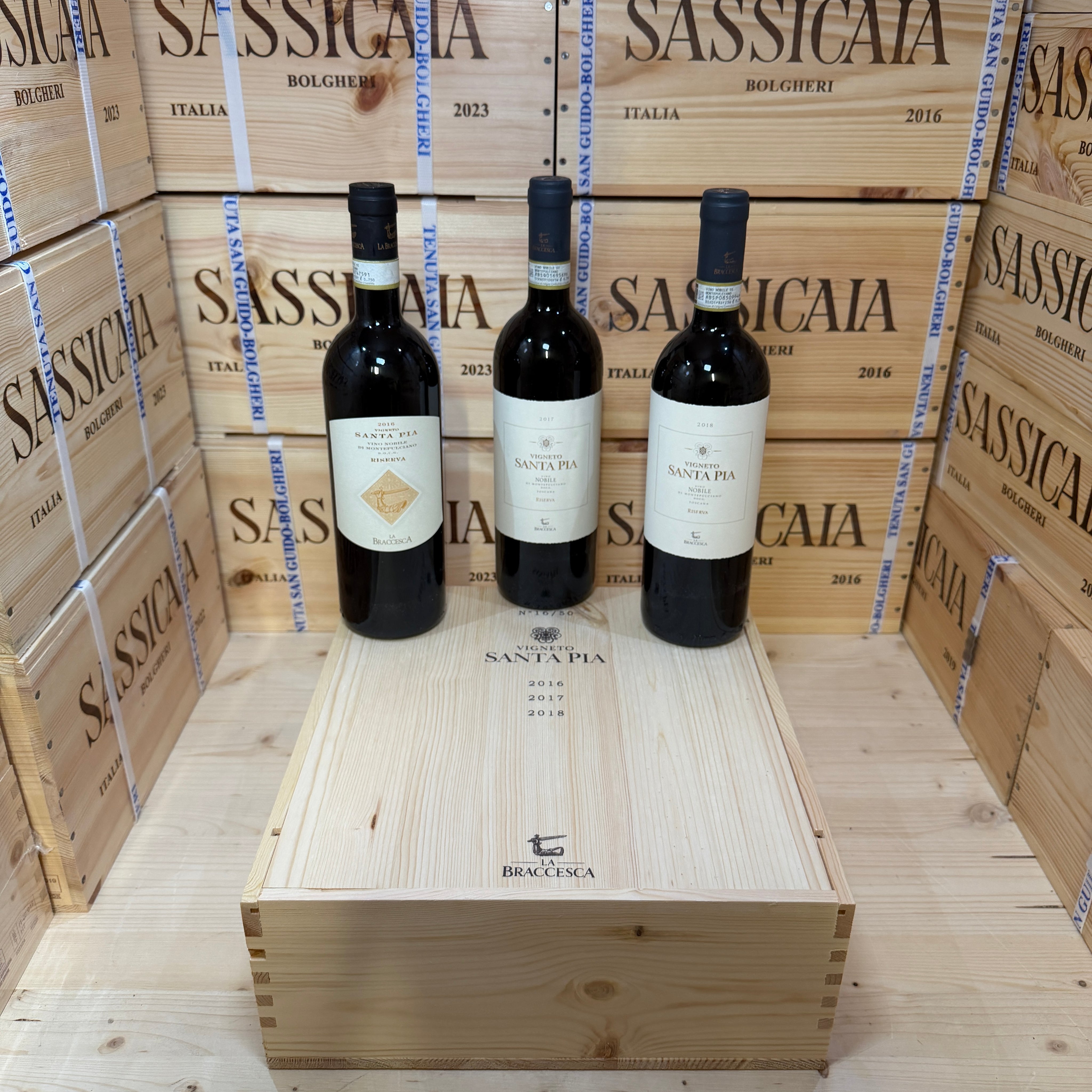 Nobile di Montepulciano DOCG Riserva Vigneto Santa Pia La Braccesca - Marchesi Antinori - Cassa Legno 3 Bottiglie Verticale 2018-2017-2016 Release 06/2026