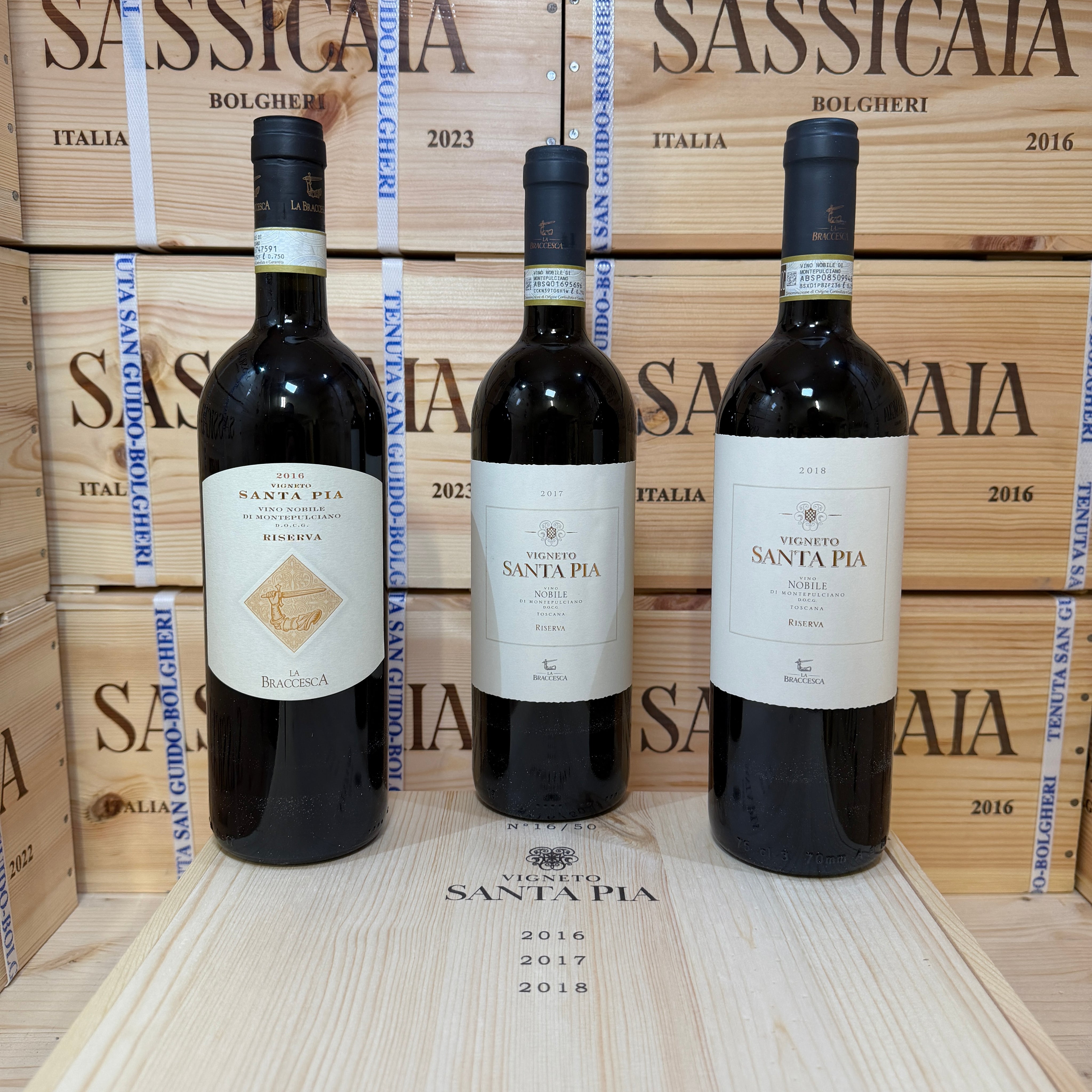 Nobile di Montepulciano DOCG Riserva Vigneto Santa Pia La Braccesca - Marchesi Antinori - Cassa Legno 3 Bottiglie Verticale 2018-2017-2016 Release 06/2026