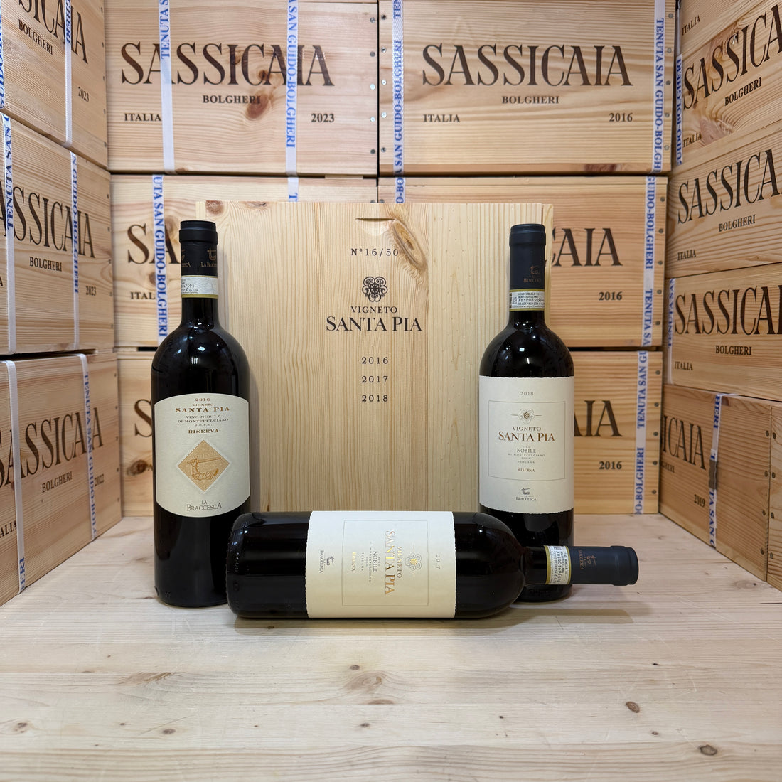 Nobile di Montepulciano DOCG Riserva Vigneto Santa Pia La Braccesca - Marchesi Antinori - Cassa Legno 3 Bottiglie Verticale 2018-2017-2016 Release 06/2026