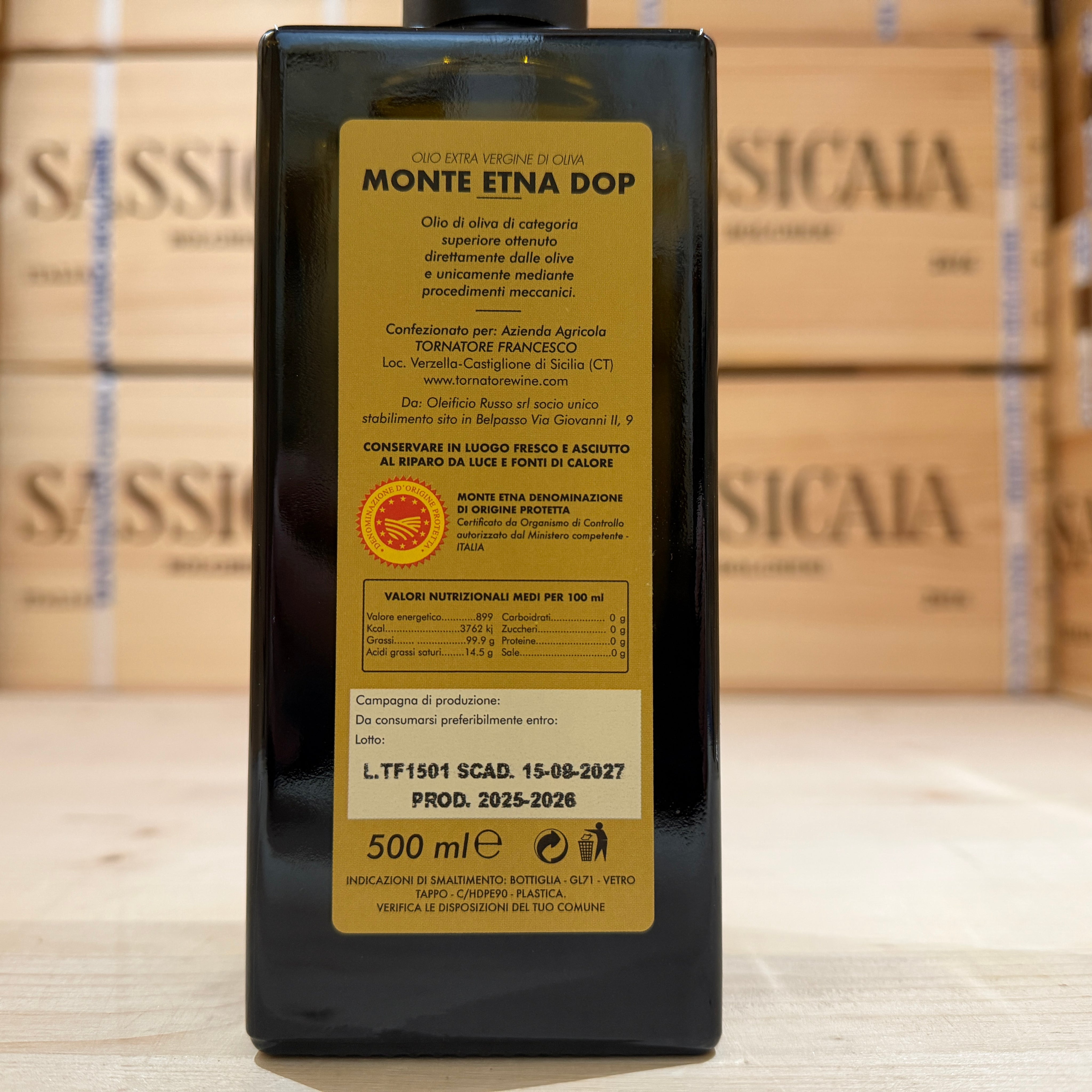 Olio EVO DOP Monte Etna 2025/2026 Tornatore - 500ml