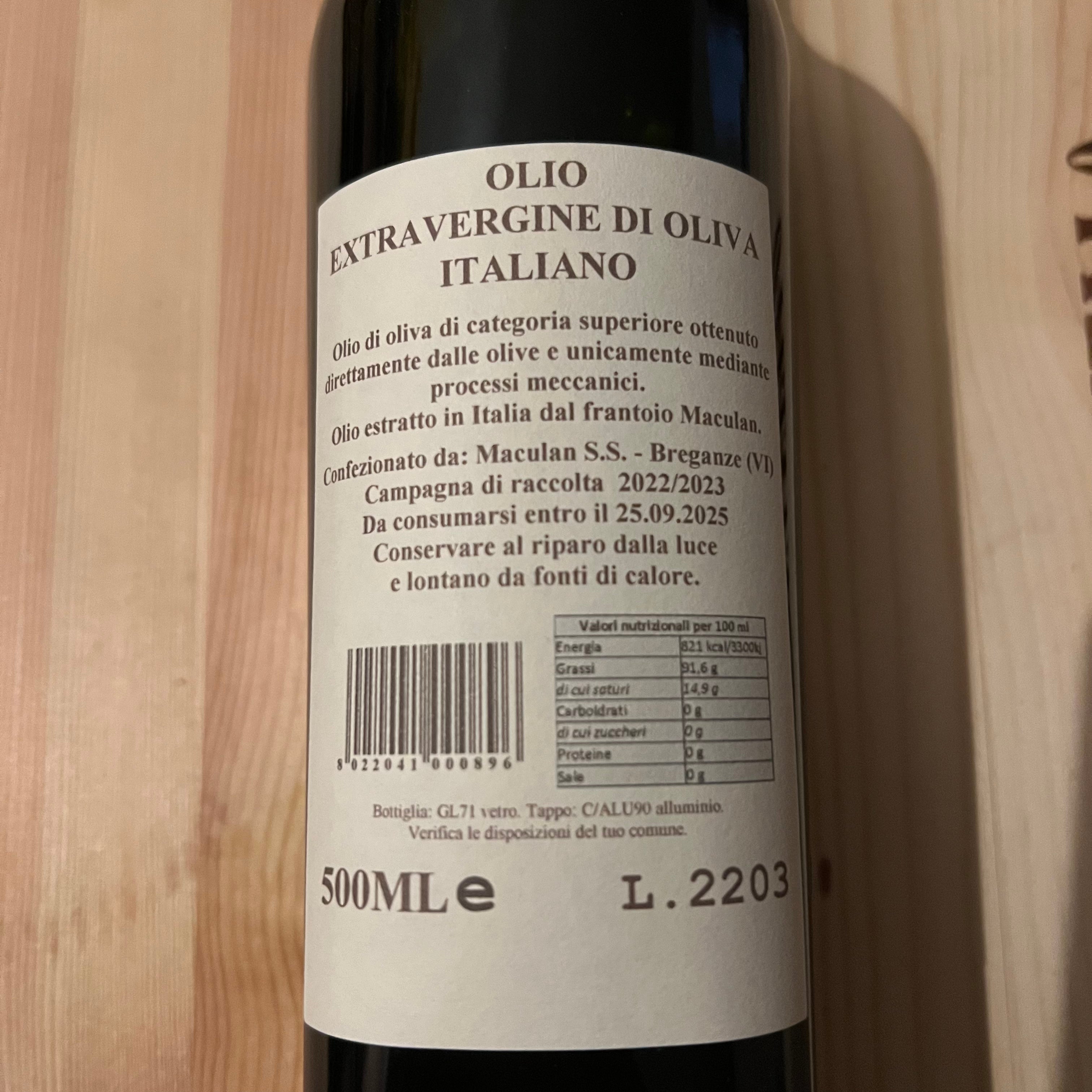 Olio EVO Della Fratta Maculan 2022/2023 - 6 Bottiglie 500ml
