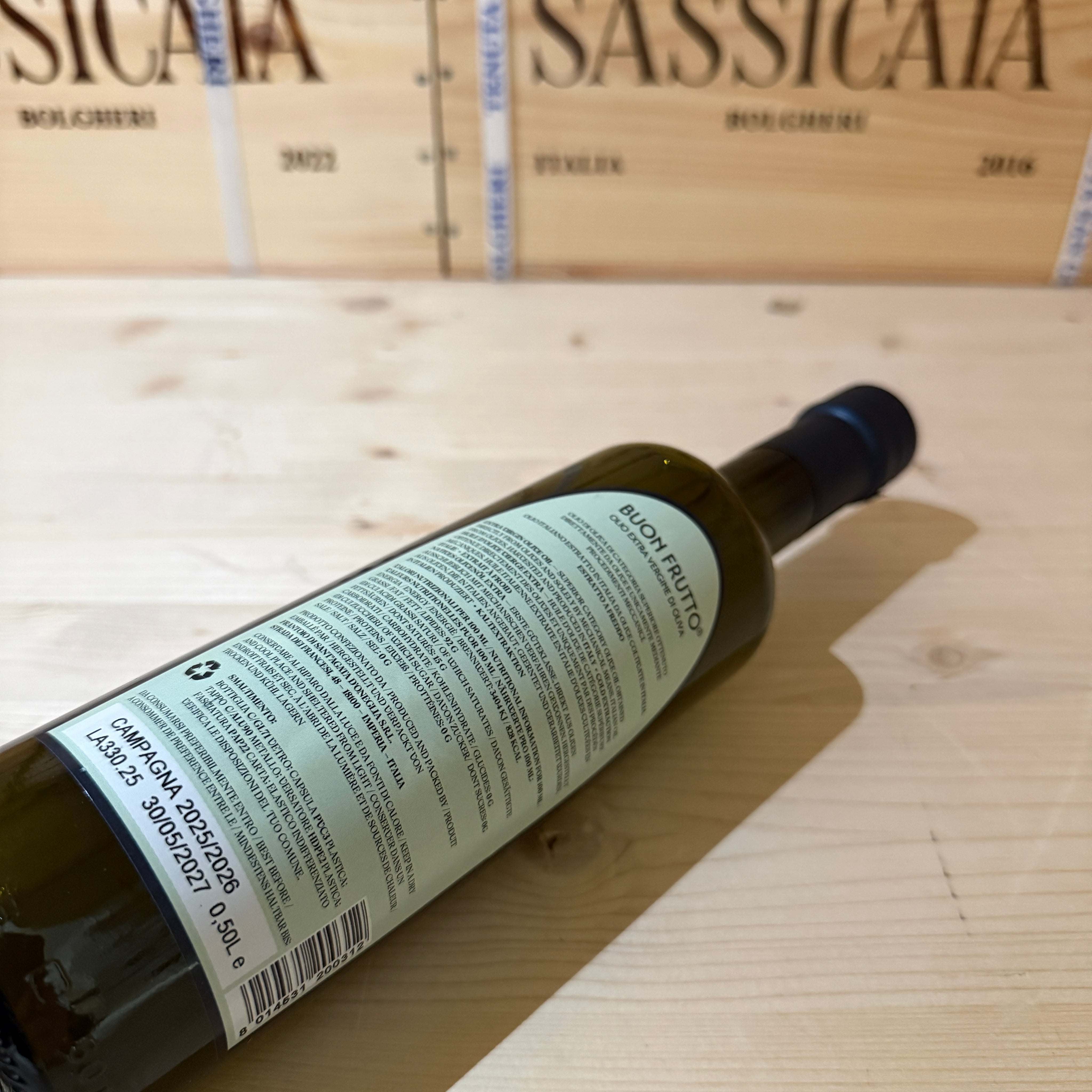 Olio Extravergine di Oliva Buon Frutto Biologico Frantoio Sant'Agata D'Oneglia 2025/2026 - 500ml