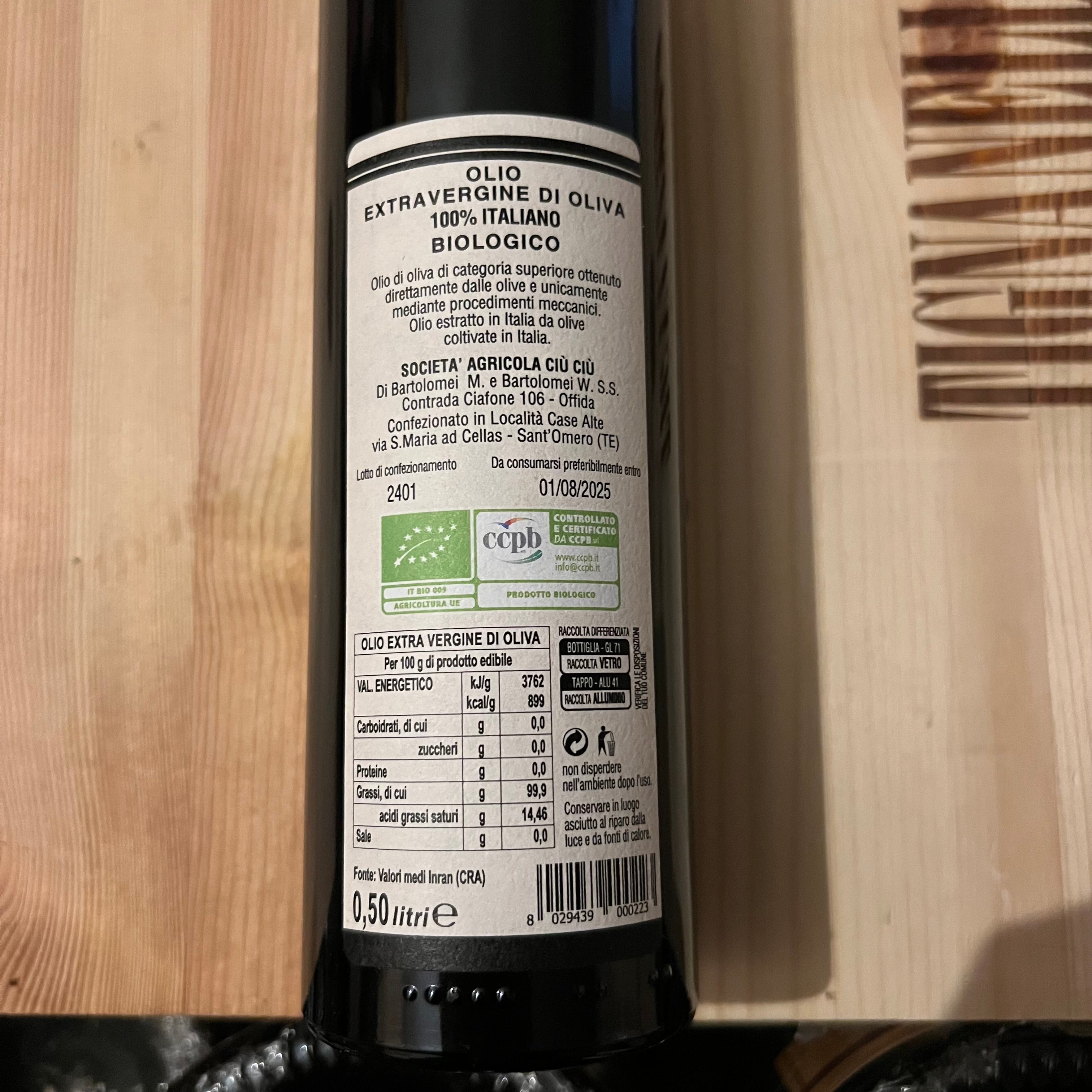 Olio Extravergine di Oliva Ciu Ciu 500ml