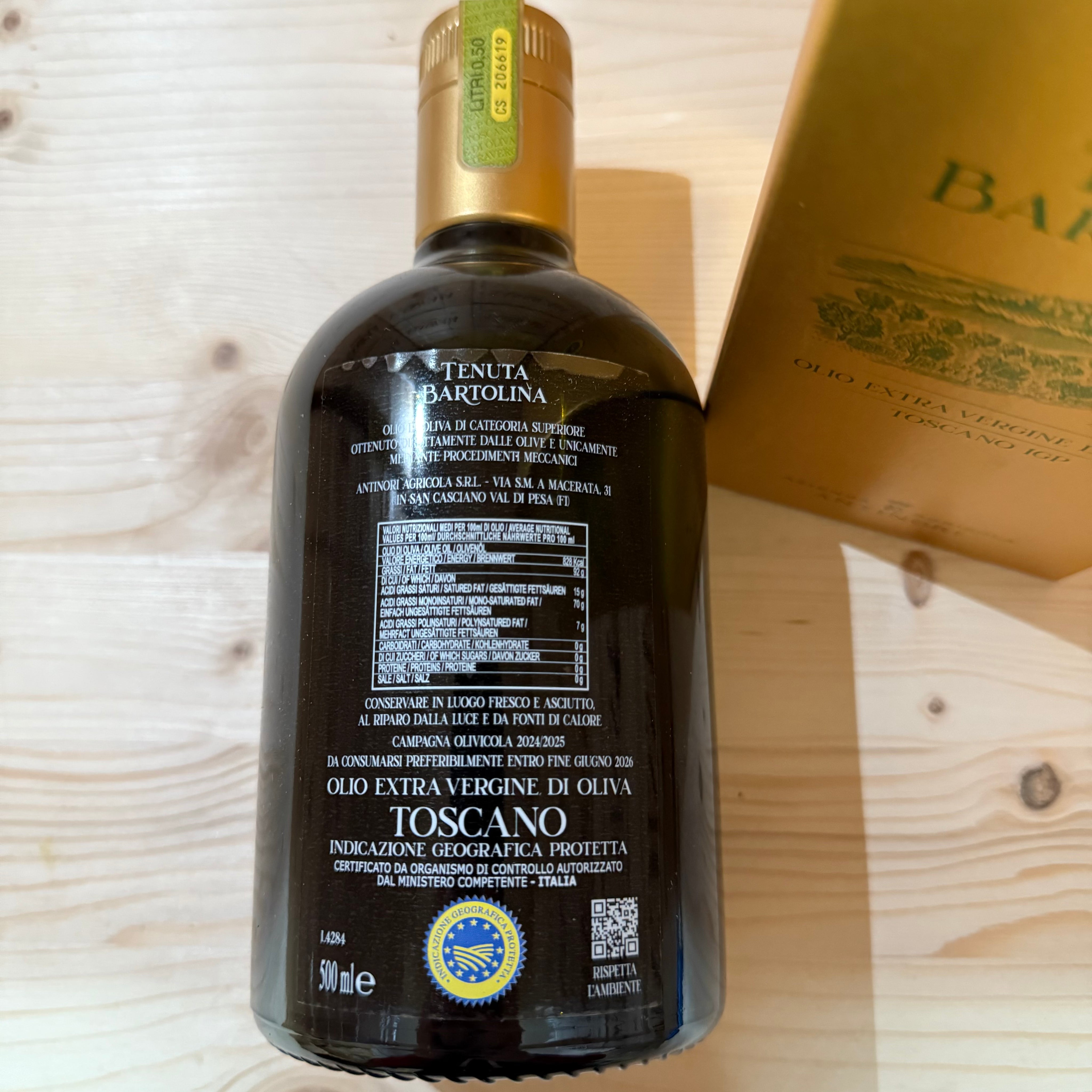 Olio Extravergine di Oliva Tenuta Bartolina 2024/2025 0,5 L Astucciato Marchesi Antinori
