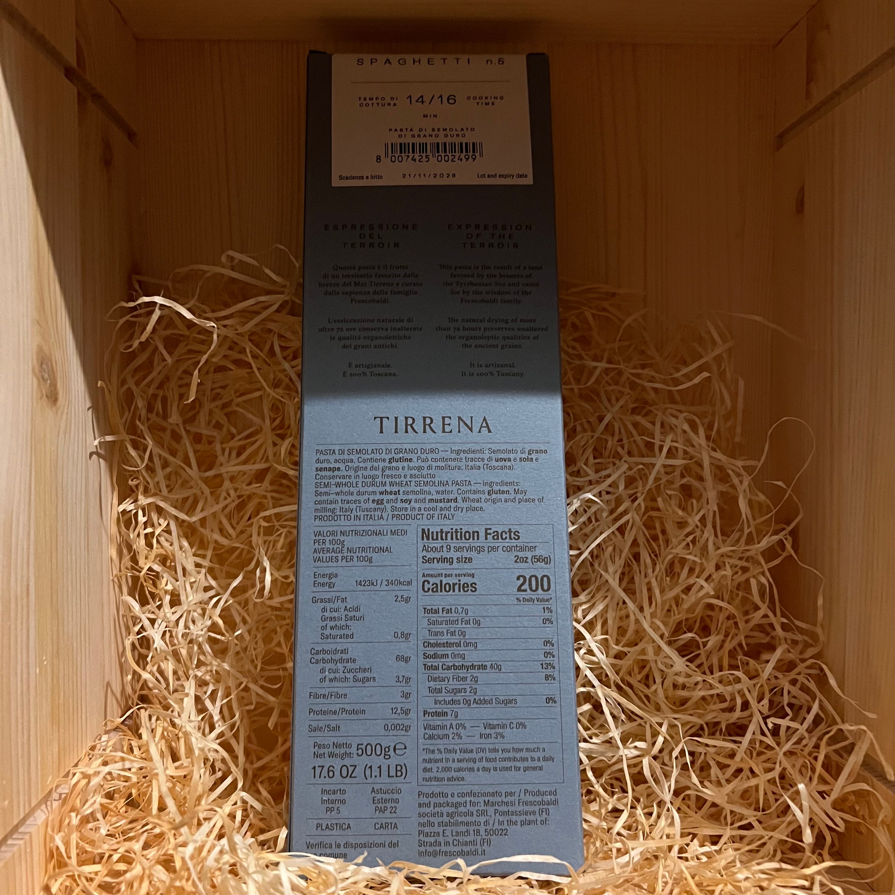 Pasta Tirrena Frescobaldi - Spaghetti 100% Made in Tuscany 500g