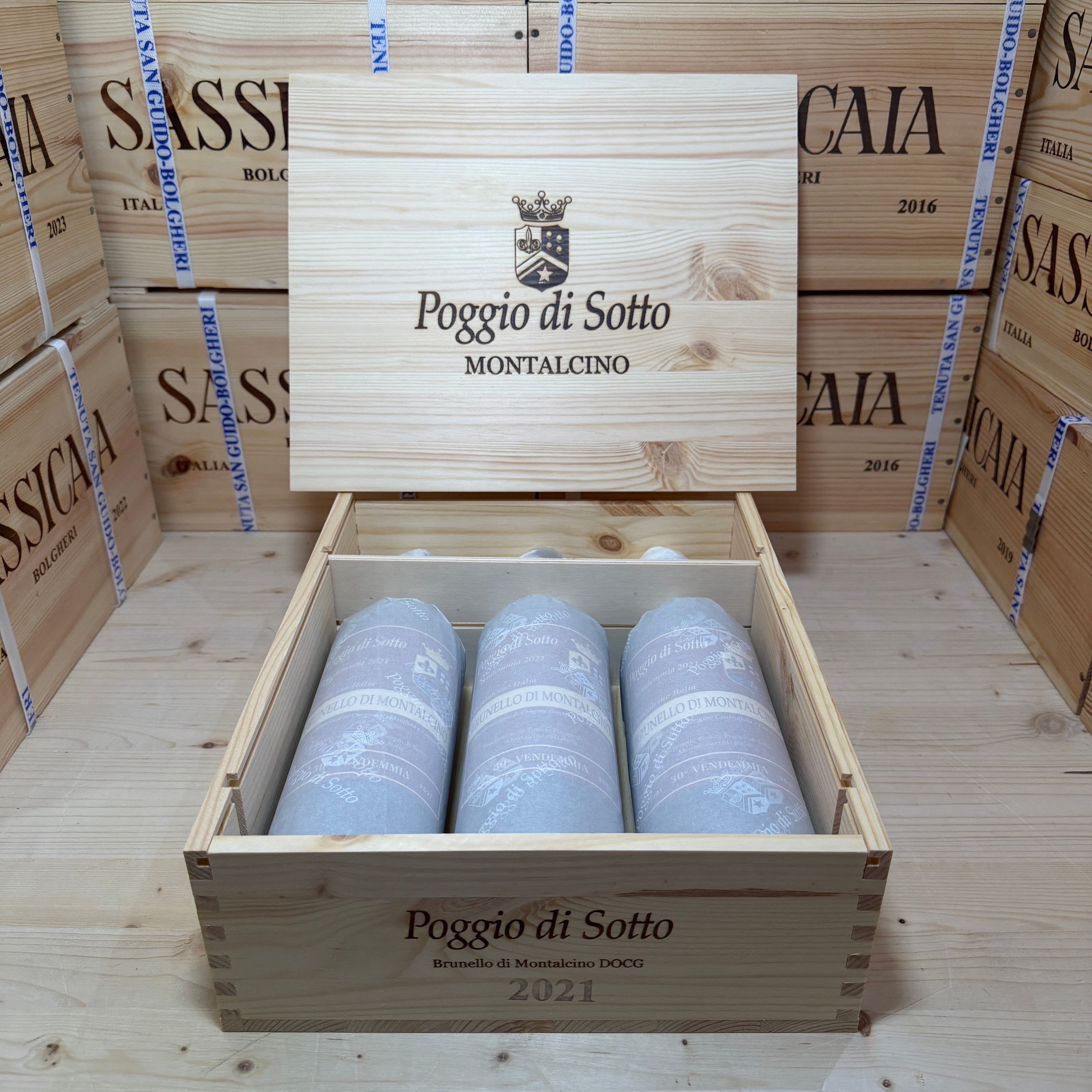 Poggio Di Sotto 2021 Brunello di Montalcino DOCG - Cassa Legno 3 Bottiglie