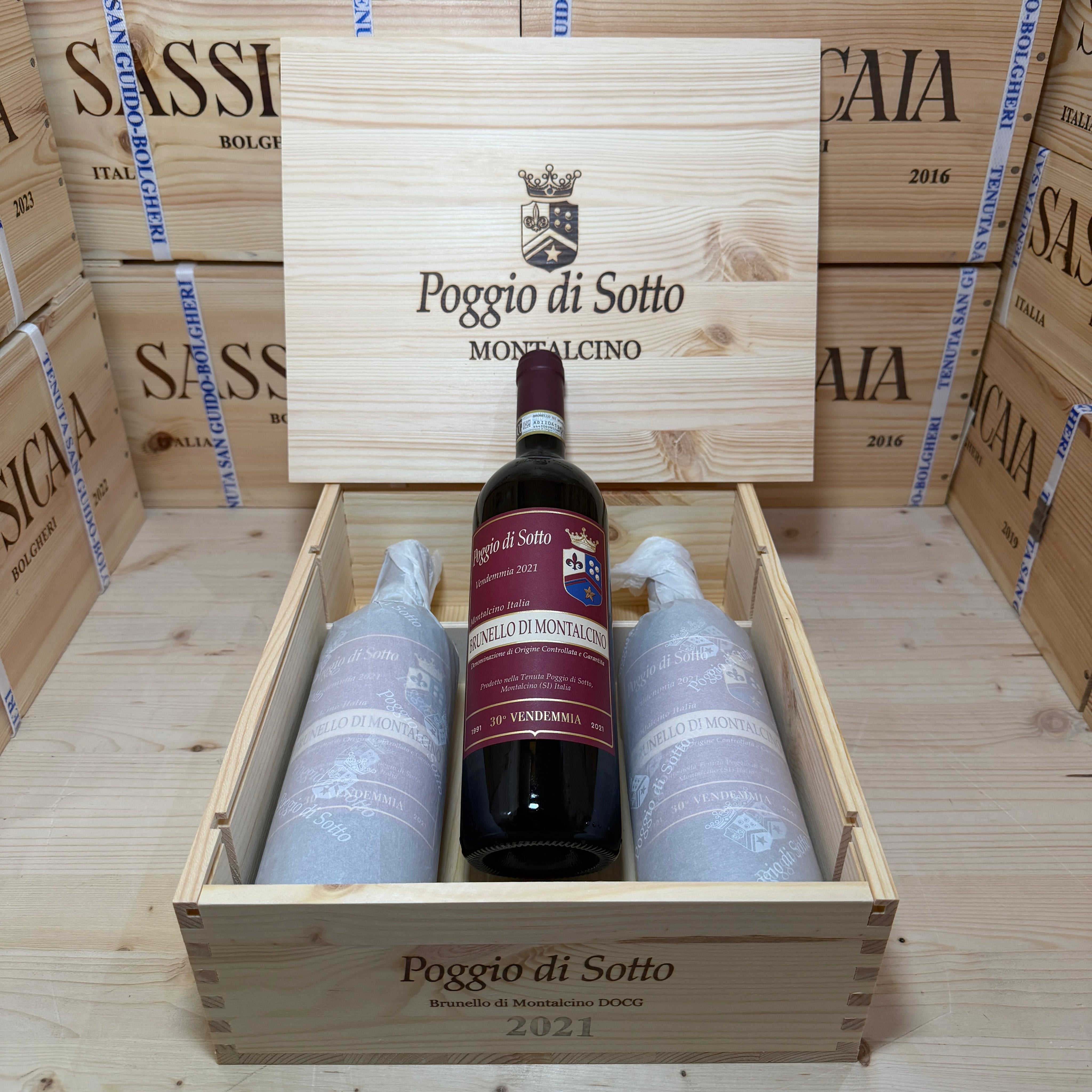 Poggio Di Sotto 2021 Brunello di Montalcino DOCG - Cassa Legno 3 Bottiglie