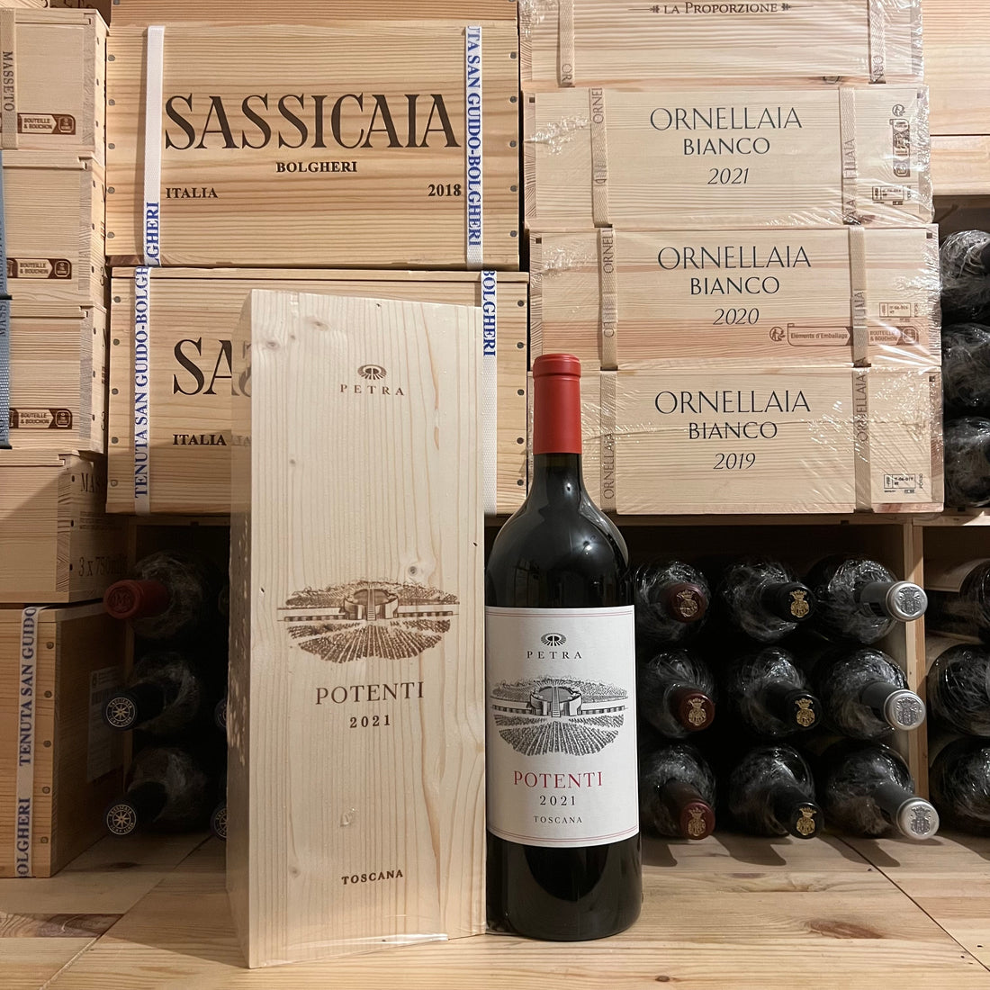 Potenti 2021 Magnum Cabernet Sauvignon Petra - in Cassa Legno