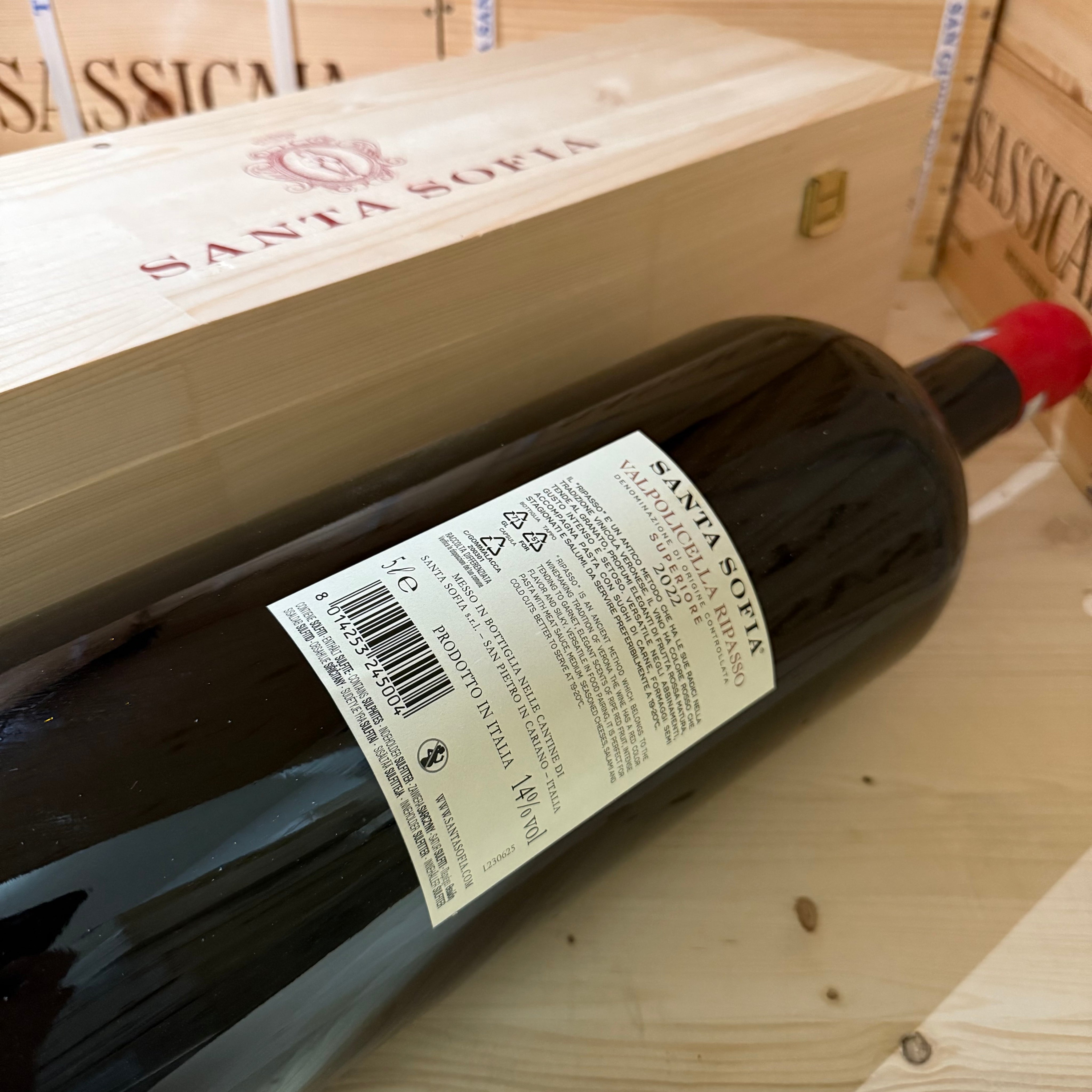 Santa Sofia Valpolicella Ripasso DOC Superiore 2022 McKenzie 5 Litri - in Cassa Legno