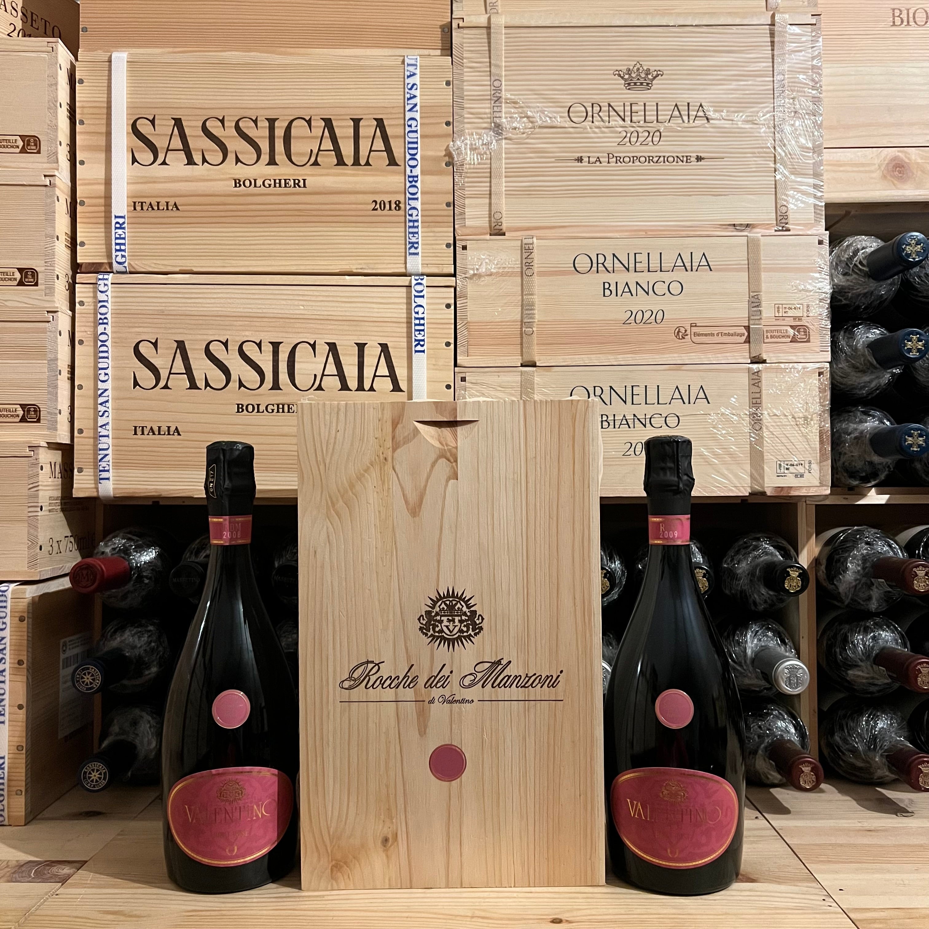 Valentino Brut Rosé 2008-2009 Sboccatura Tardiva Rocche dei Manzoni - Cassa Legno 2 Bottiglie