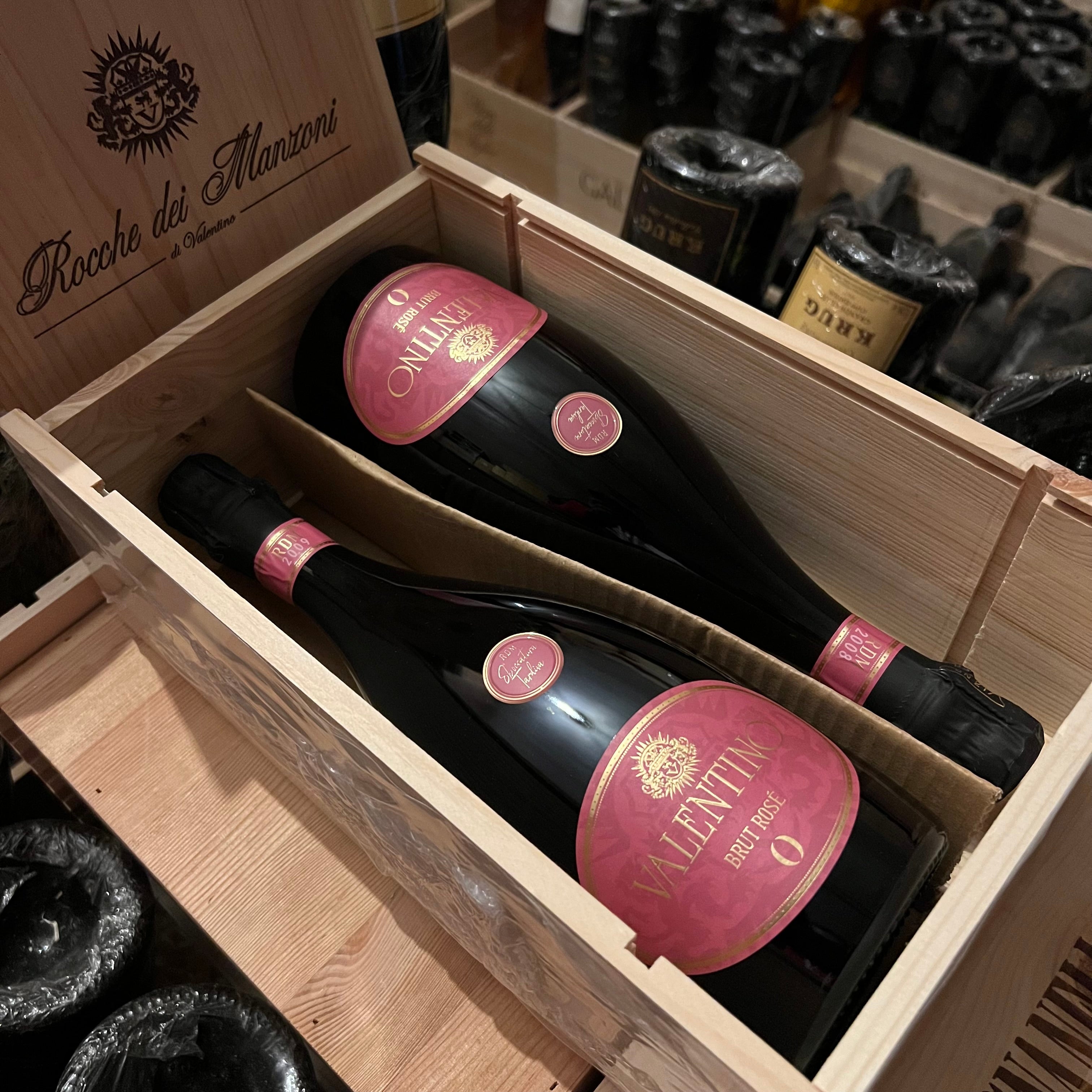 Valentino Brut Rosé 2008-2009 Sboccatura Tardiva Rocche dei Manzoni - Cassa Legno 2 Bottiglie