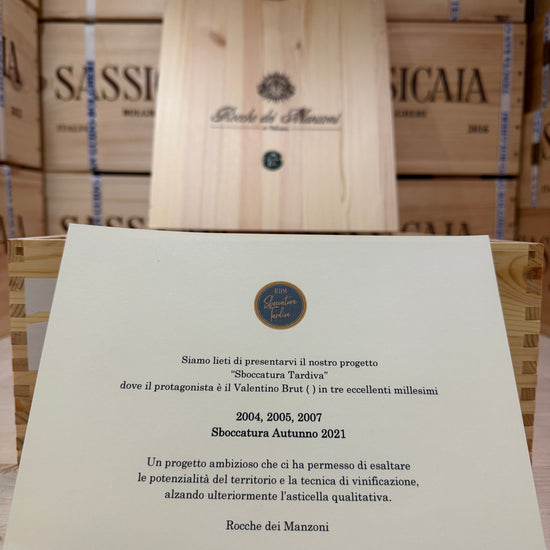 Valentino Brut Zero 2004-2005-2007 Sboccatura Tardiva Rocche dei Manzoni - Cassa Legno 3 Bottiglie